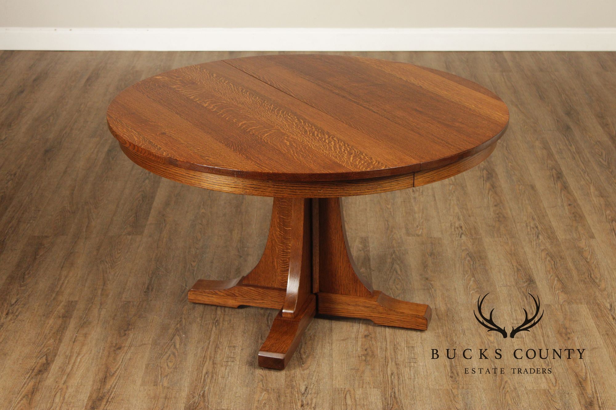Stickley Mission Collection Round Oak Expandable Dining Table