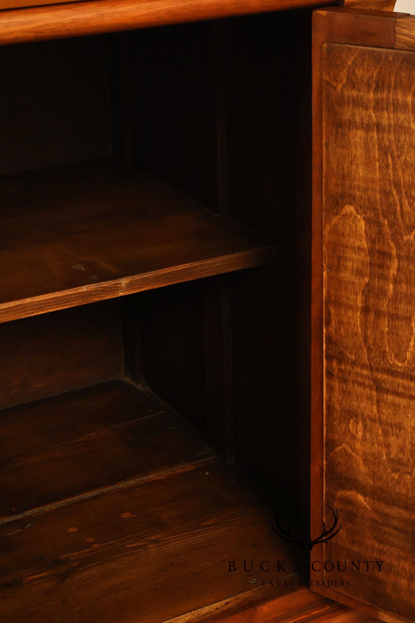 Antique Mirrored Burl Walnut Buffet Sideboard