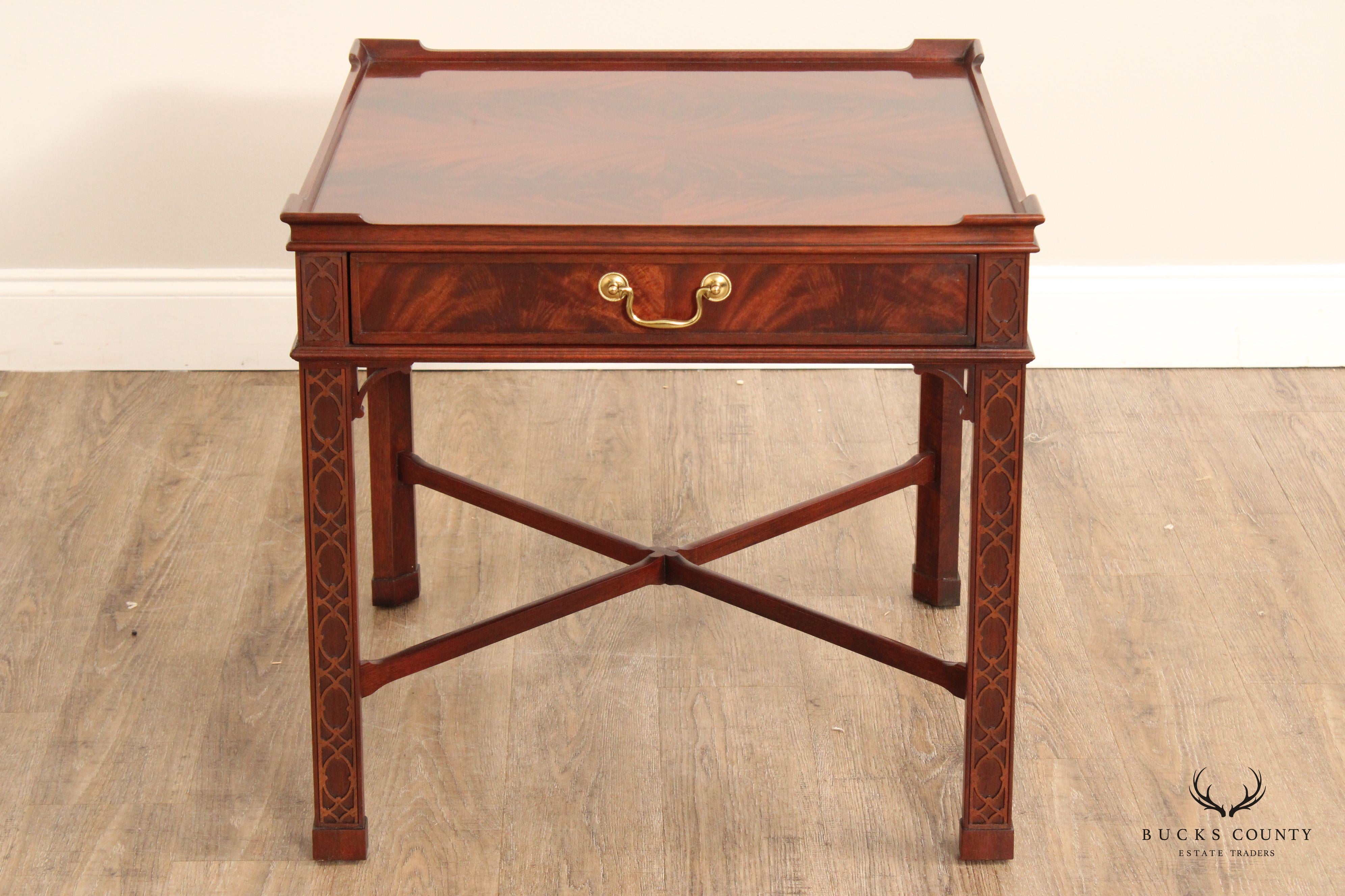 Baker Chinese Chippendale Style Mahogany Side Table