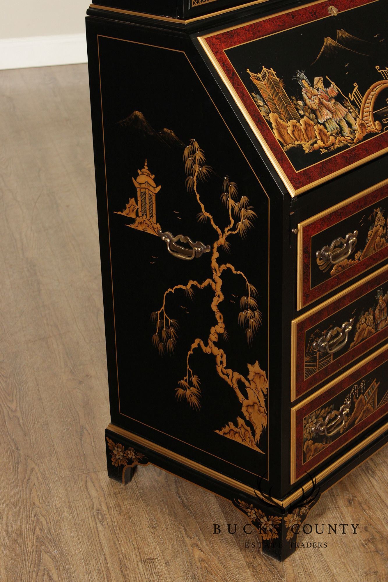 Maddox Colonial Hand Painted Chinoiserie Secretary Desk