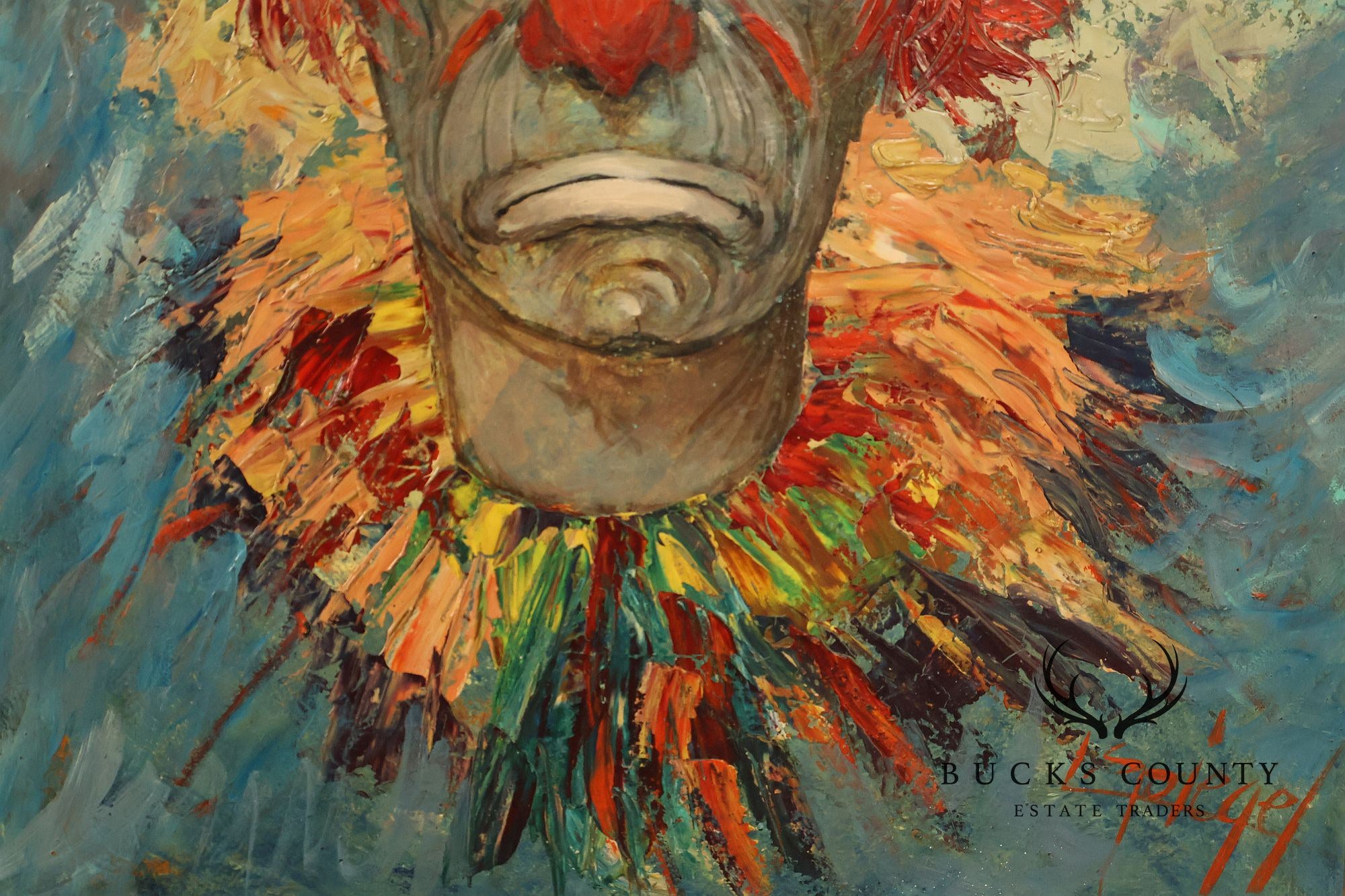 Louis Spiegel Mid Century Original Clown Oil Painting