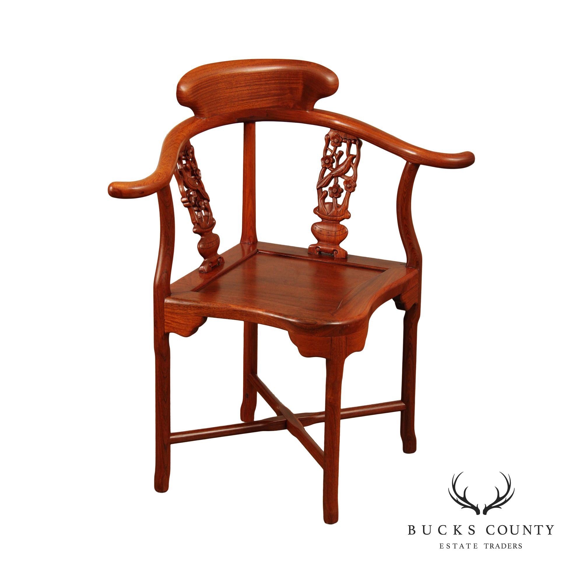 Chinese Rosewood Carved Corner Chair