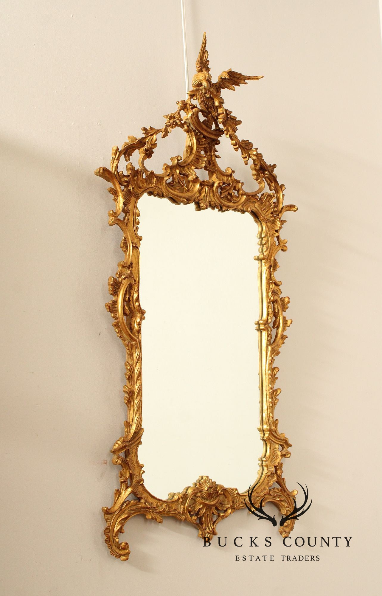 Carvers Guild Chippendale Style Giltwood Carved Wall Mirror