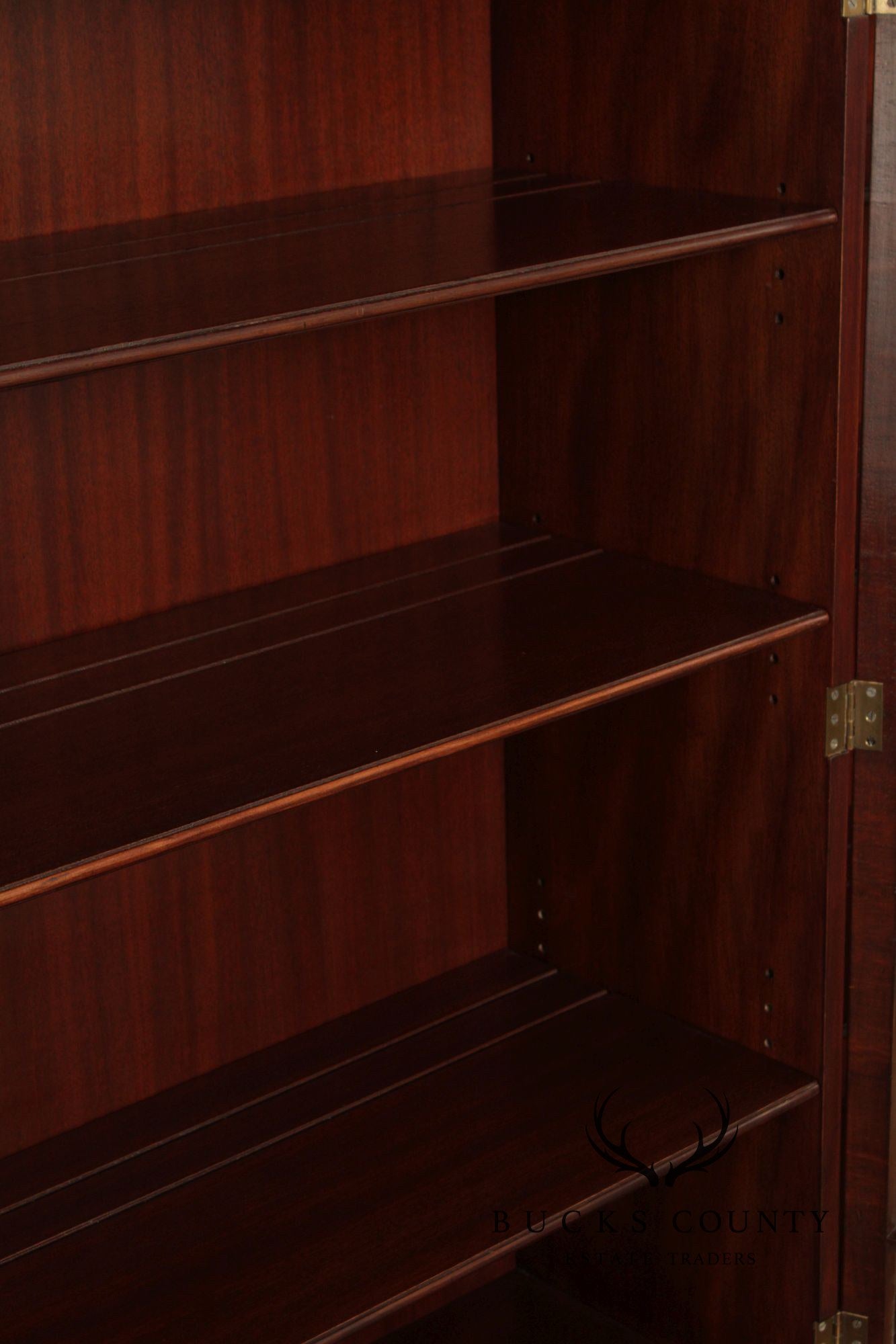 1940's Georgian Style Mahogany Breakfront Secretary Bookcase With Inlaid Detailing