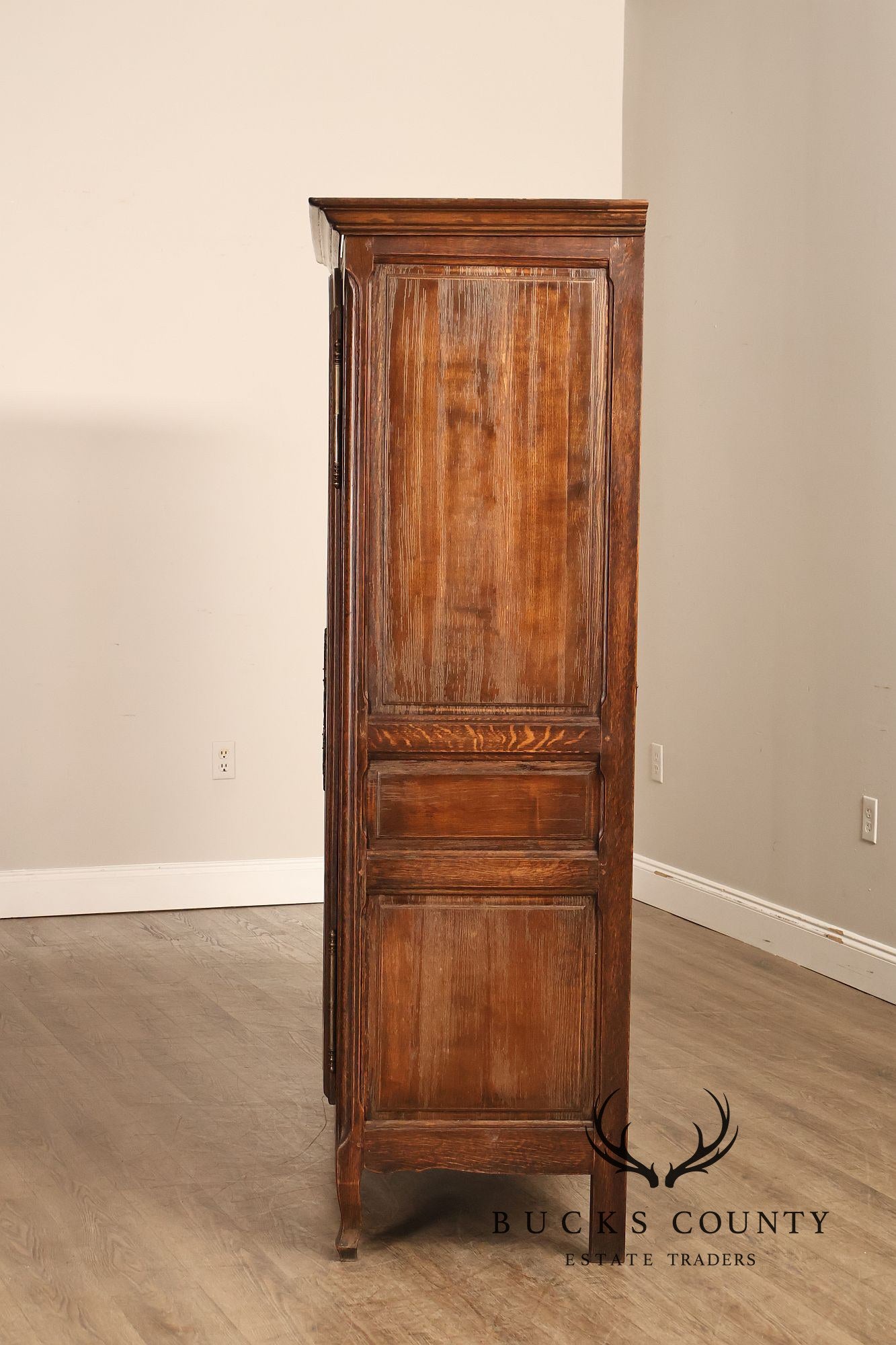 French Country Louis XV Style Vintage Oak China Display Cabinet