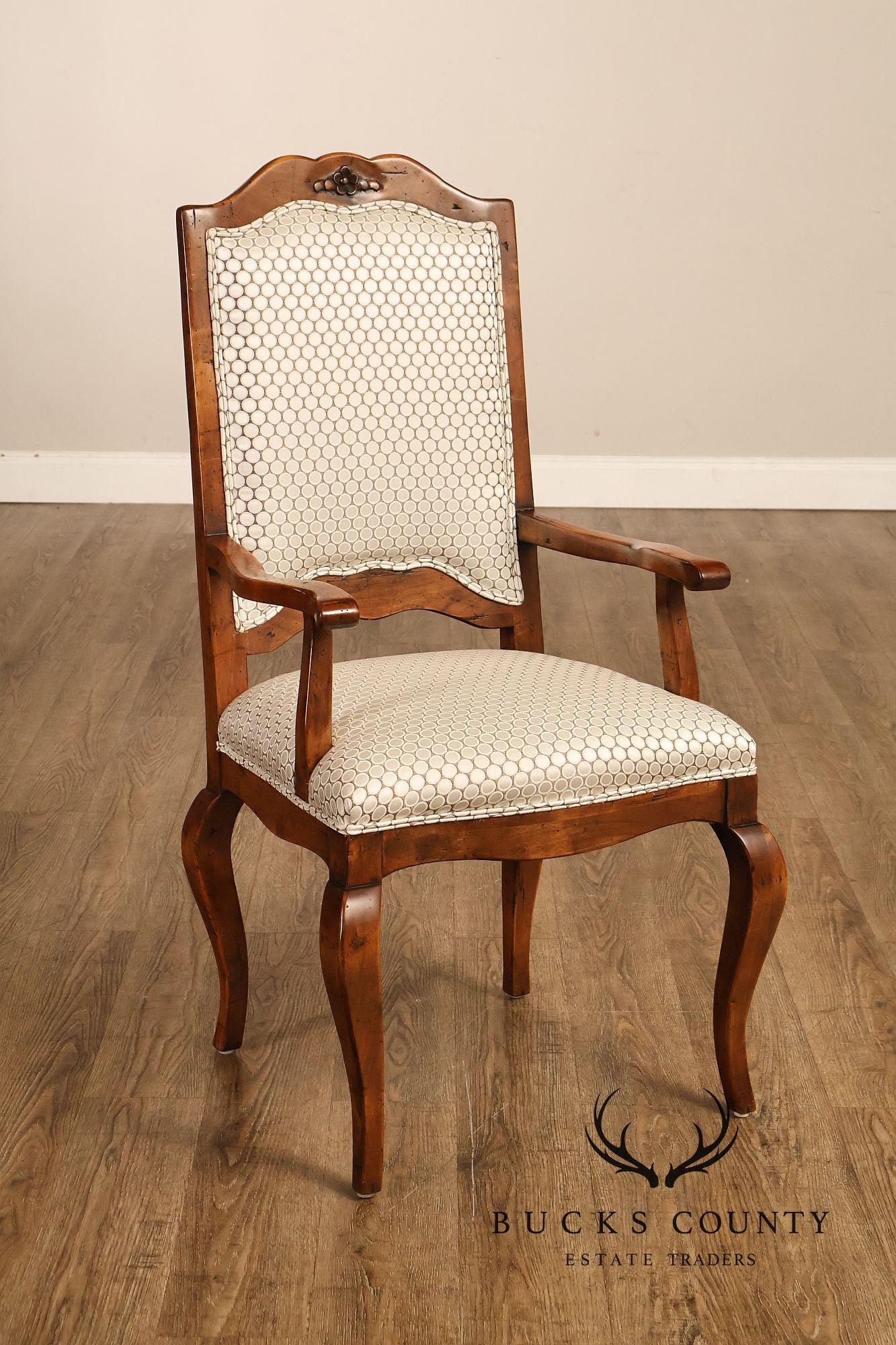 Guy Chaddock Pair Of Country French Upholstered Dining Armchairs
