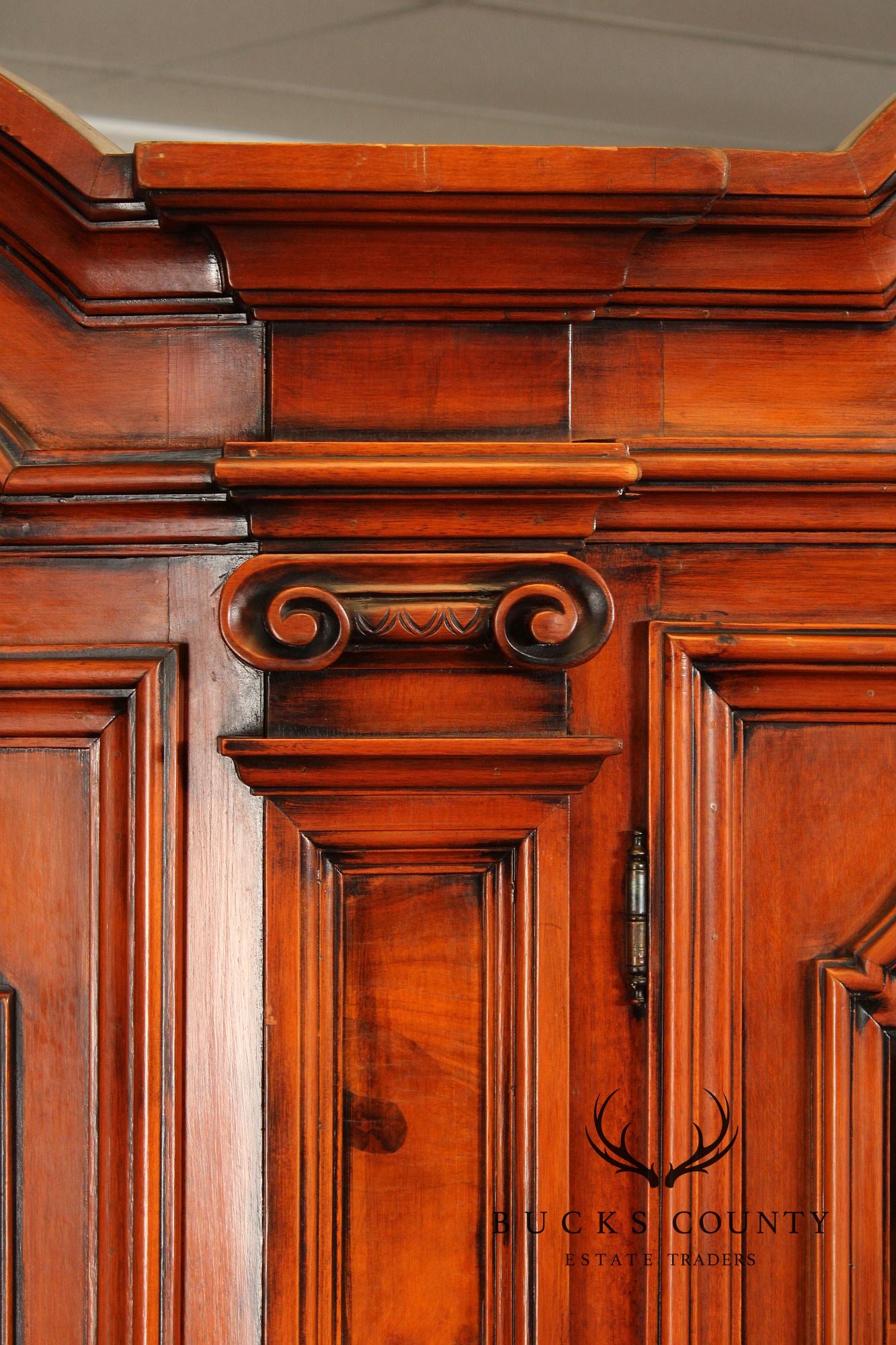 Italian Burlwood Monumental Library Bookcase Cabinet