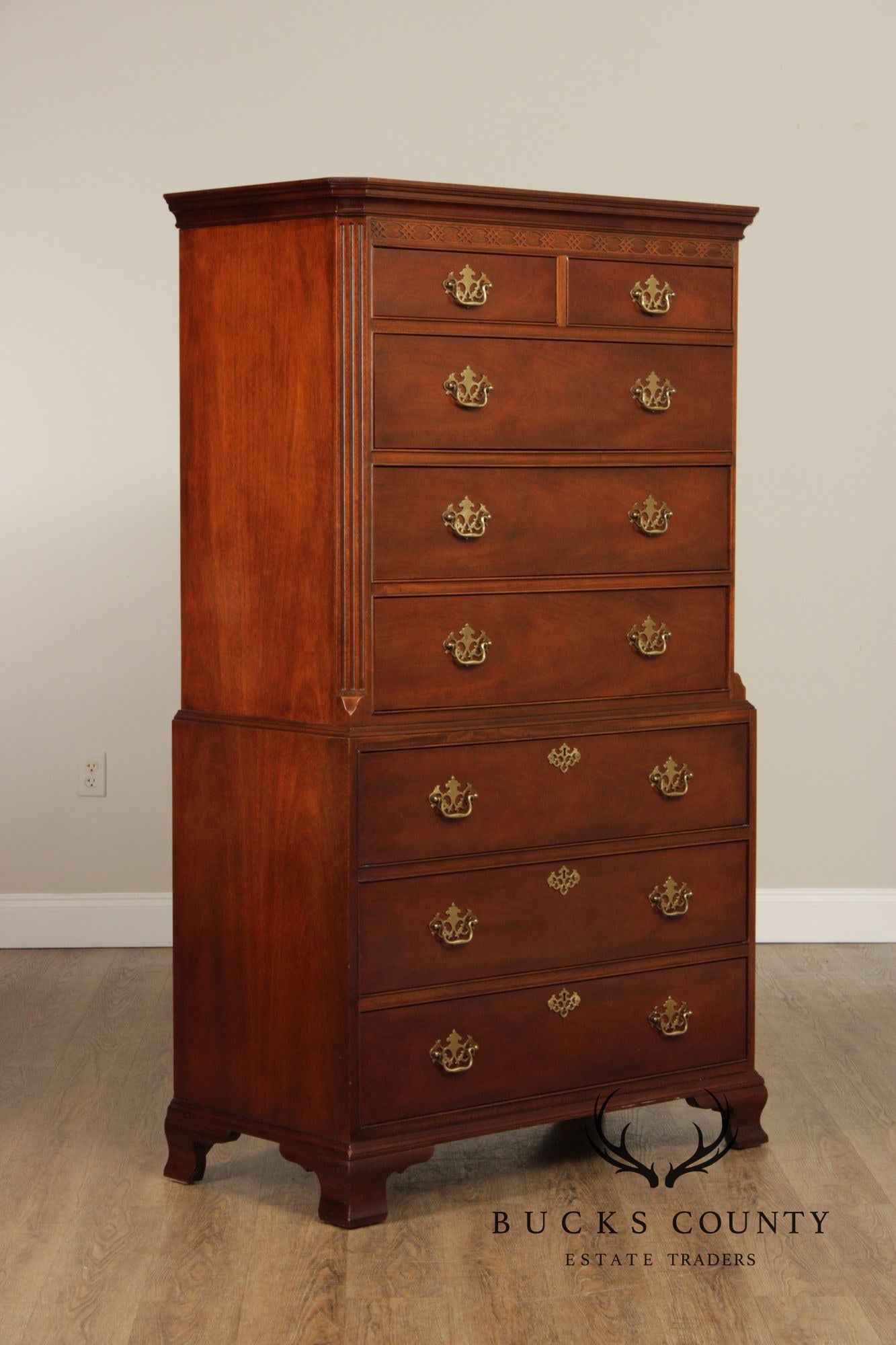 Baker Chippendale Style Mahogany Chest On Chest Highboy