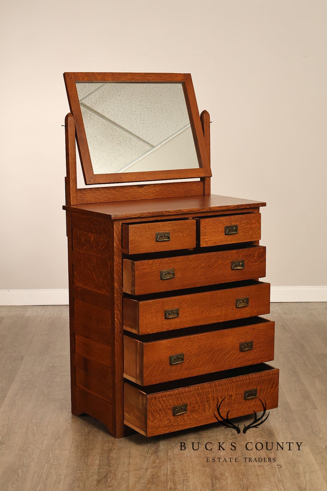 L. & J.G. Stickley Onondaga Period Oak Dresser With Mirror