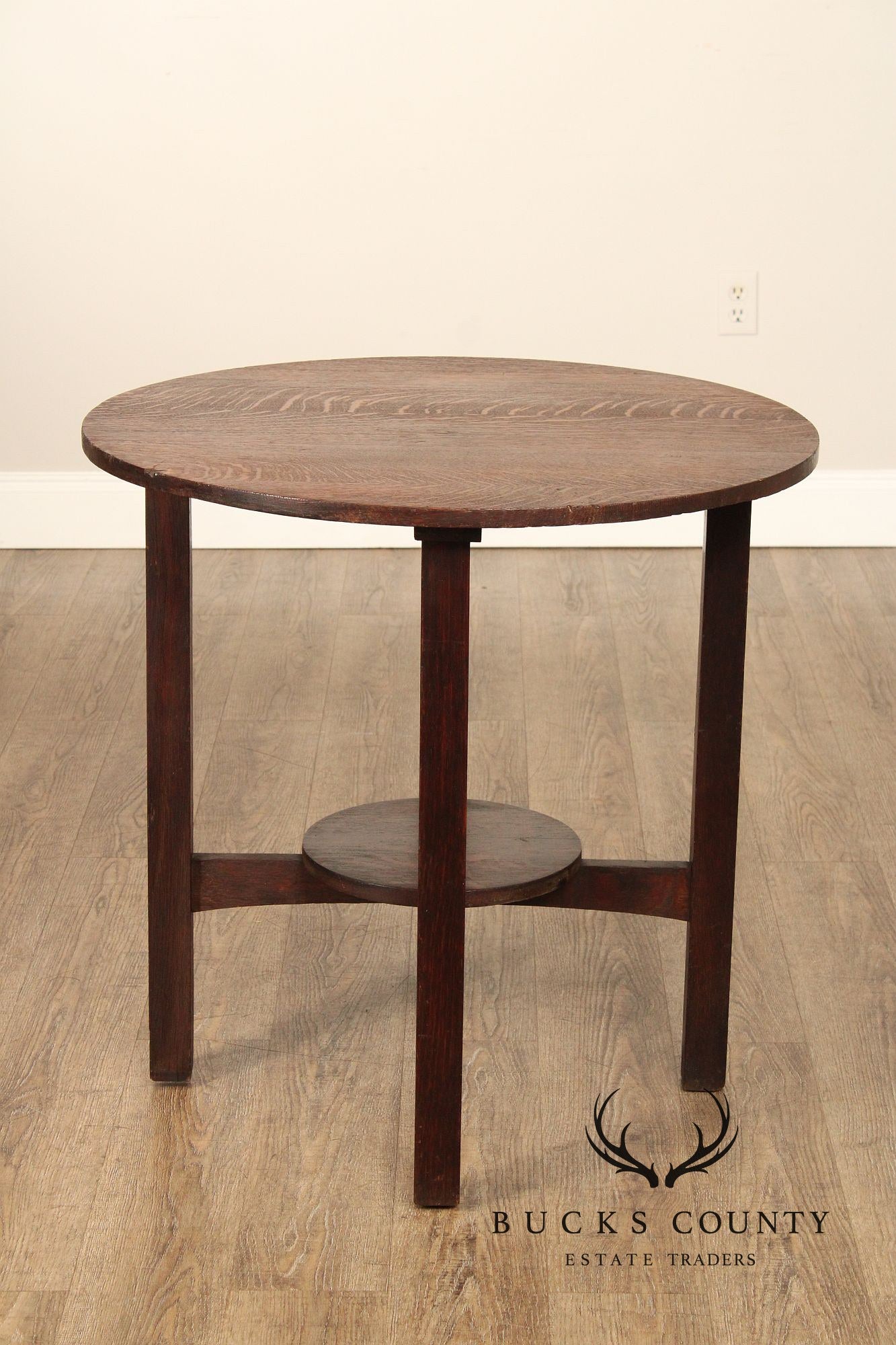 J.M. Young & Sons Antique Mission Oak Round-Top Side Table