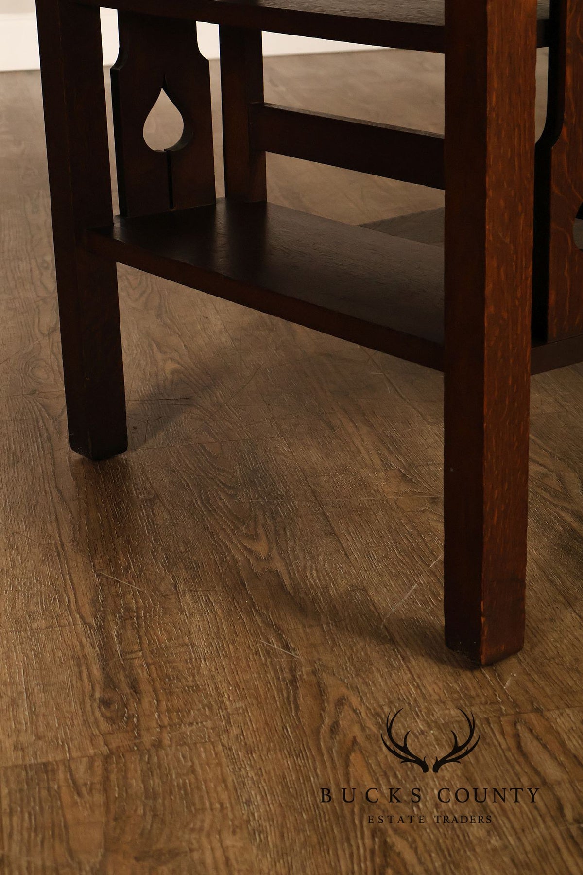 Antique Arts And Crafts Mission Oak Writing Desk With Side Shelves