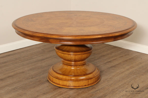 Empire Style Burlwood Pedestal Round Dining Table