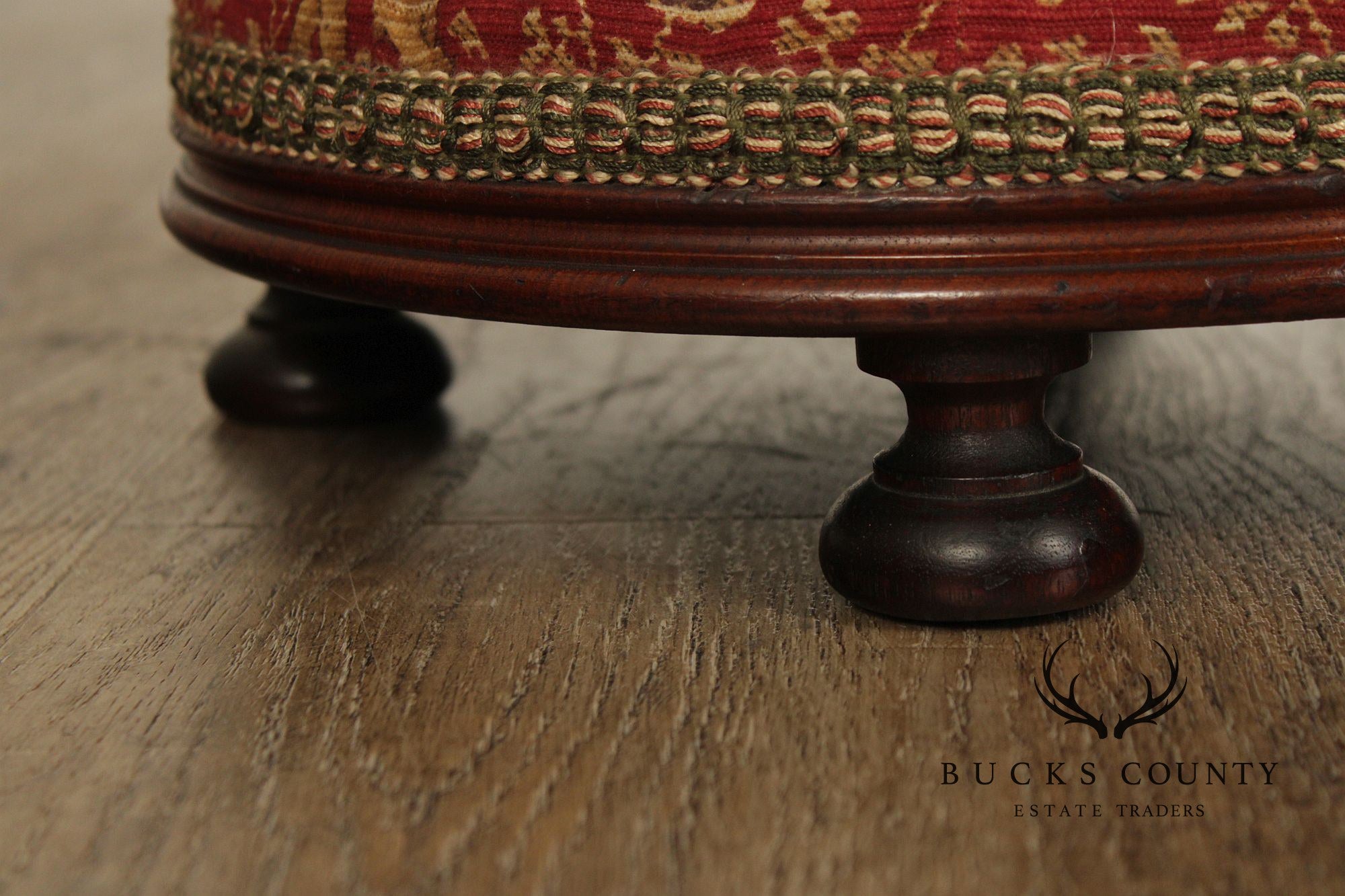 Antique Victorian Low Round Foot Stool