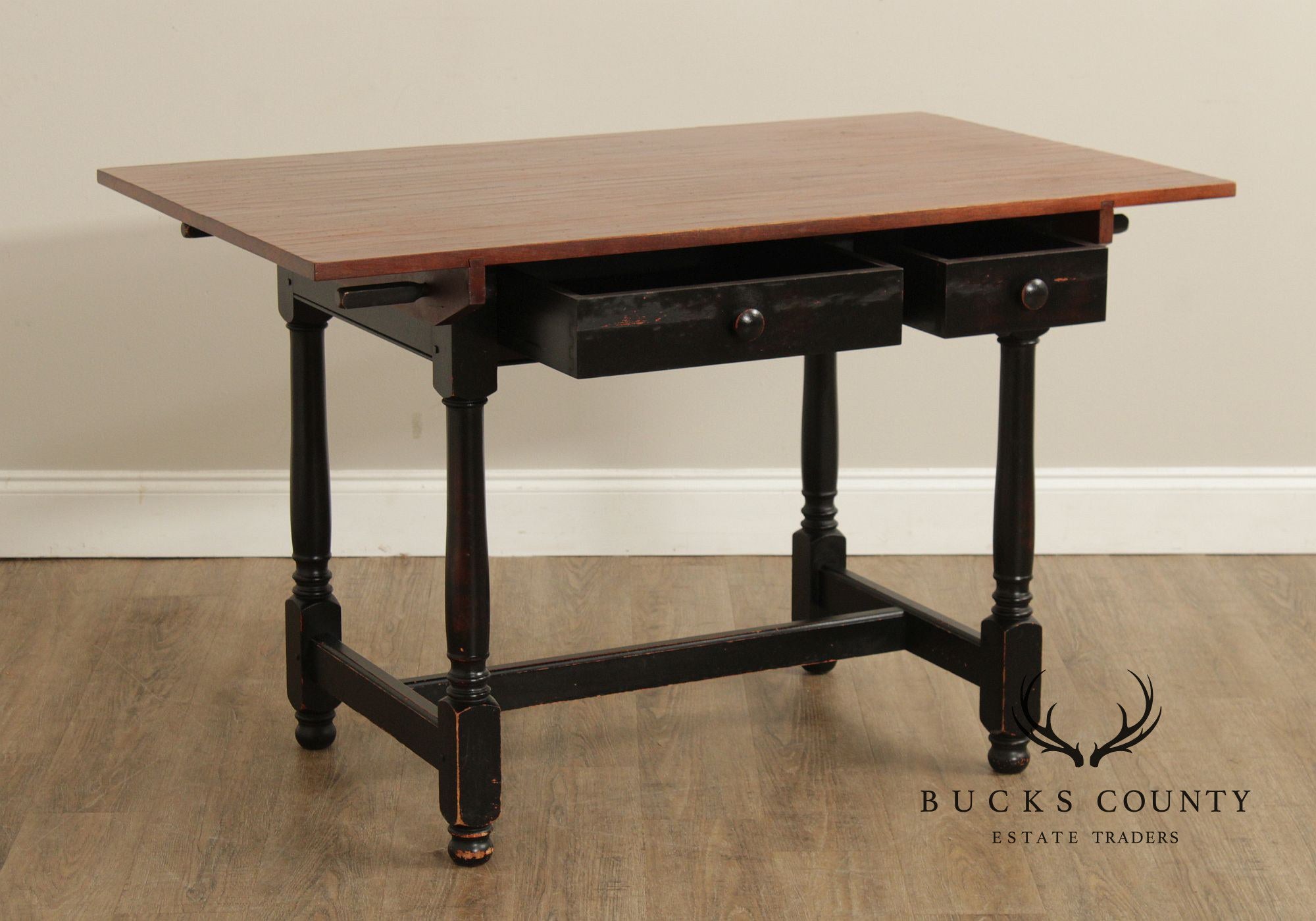 Farmhouse Style Cherry Top Painted Base Dining or Breakfast Table