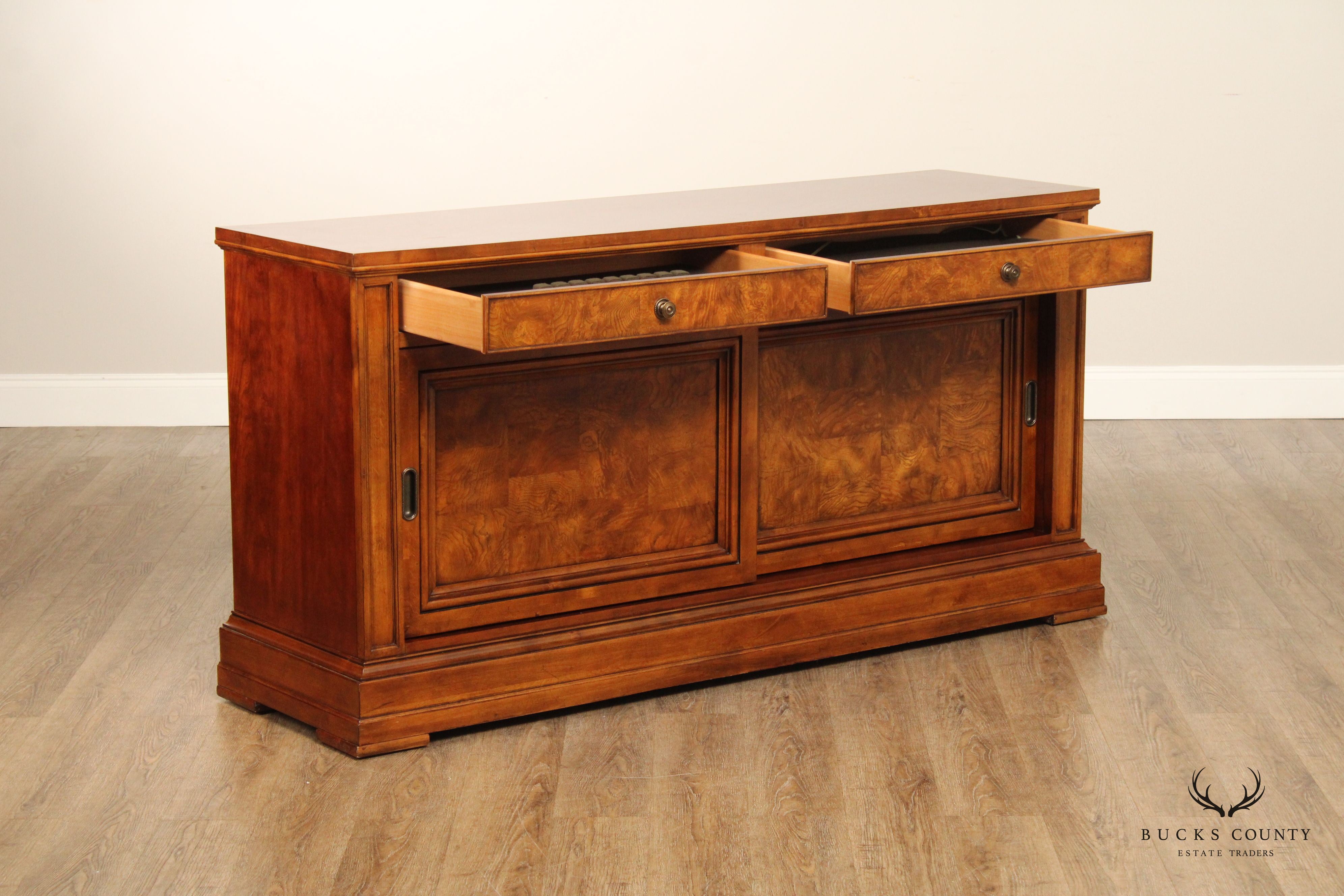 Ethan Allen Louis Philippe Style Burlwood Credenza Sideboard