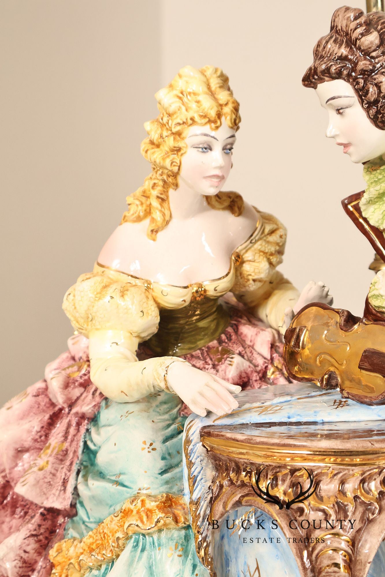 Italian Hand Painted Capodimonte Porcelain Table Lamp
