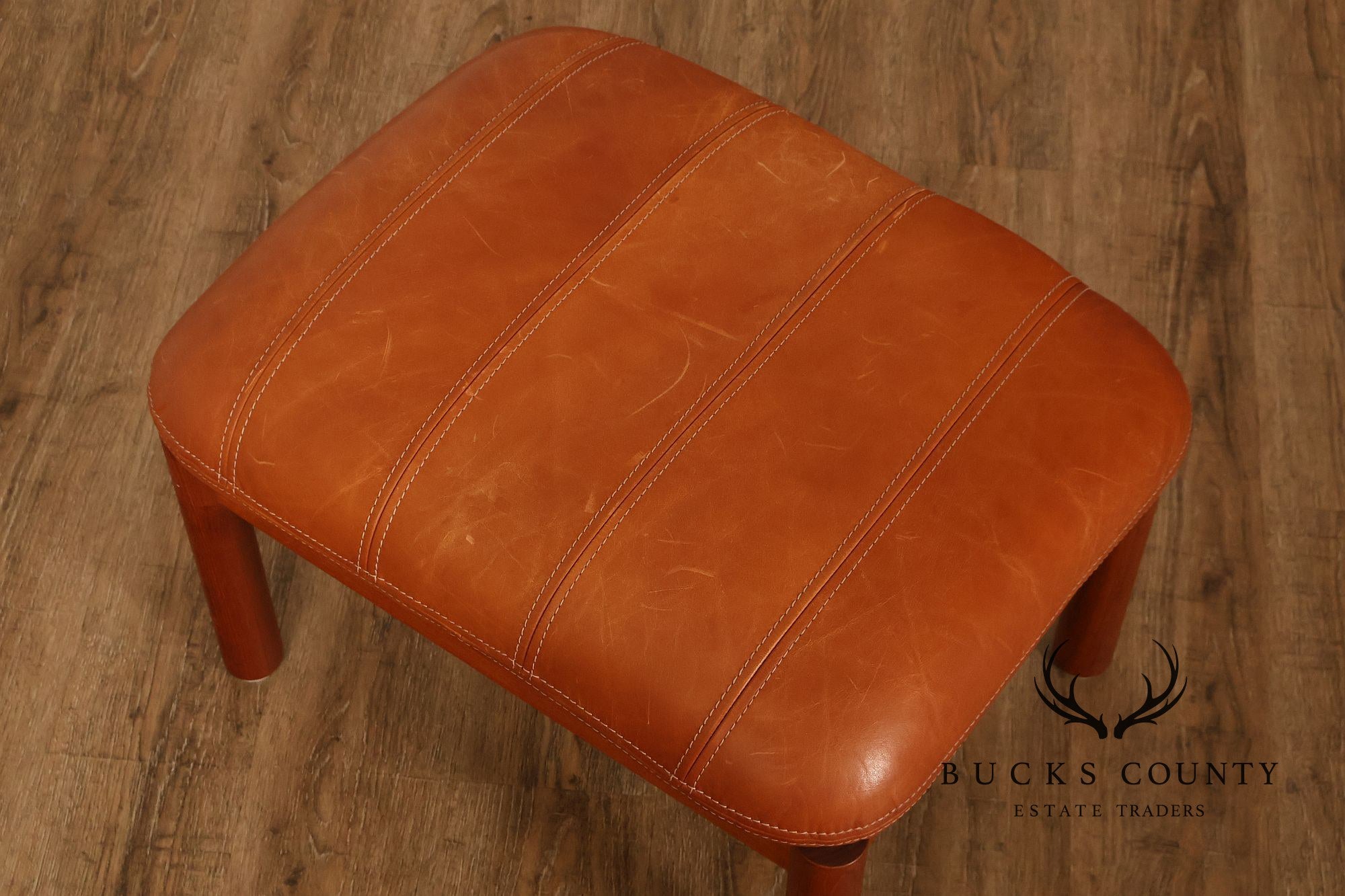 Thams Kvalitet Danish Modern Teak and Leather Ottoman