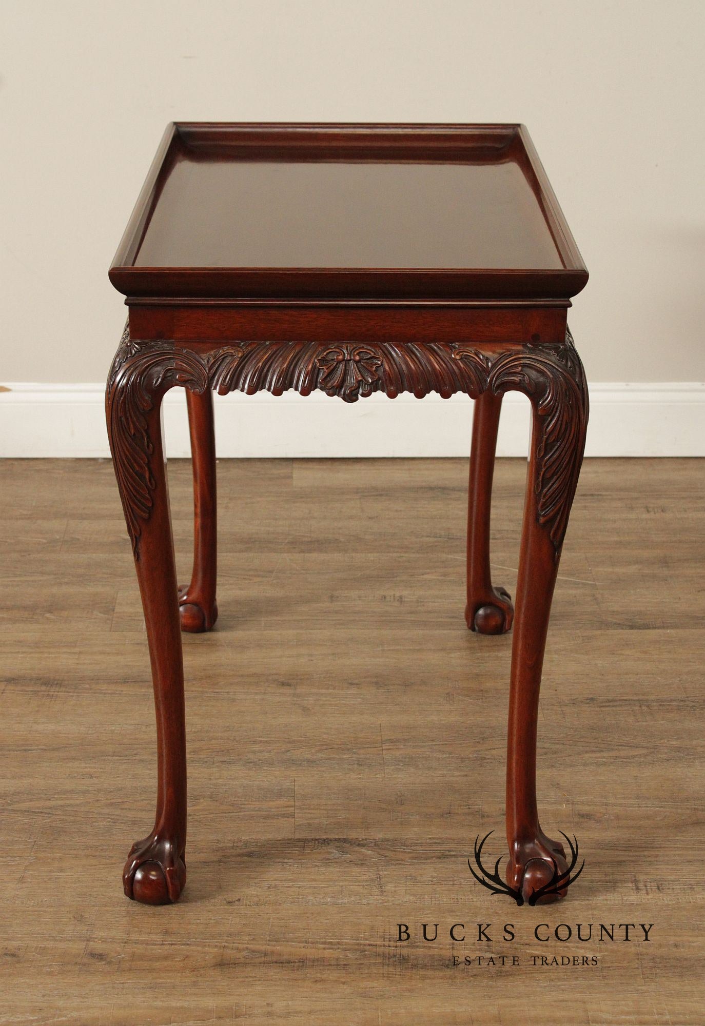 Kindel Chippendale Style Carved Mahogany Tea Table