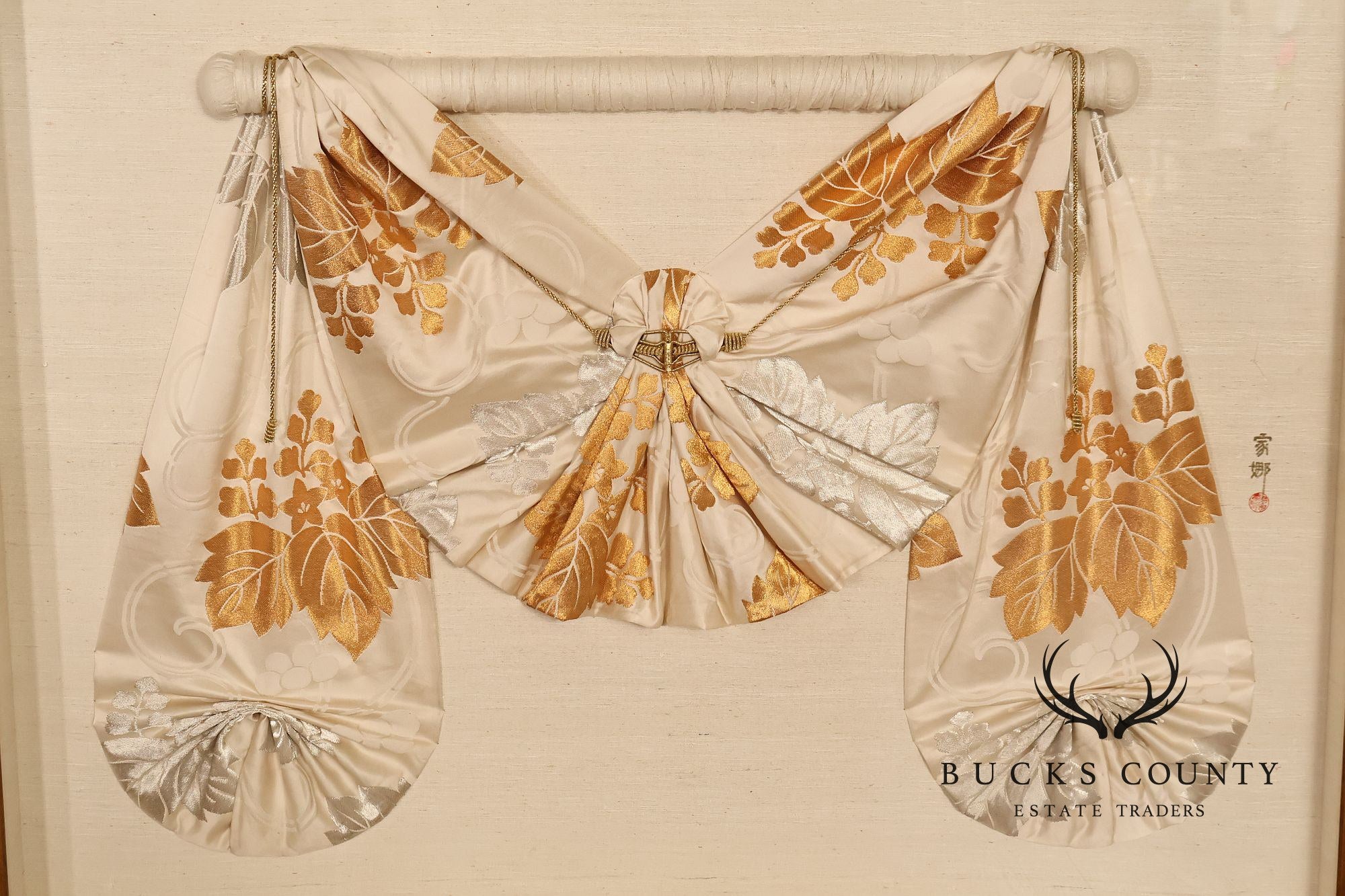 Custom Framed Japanese Textile Folded Kimono Sash