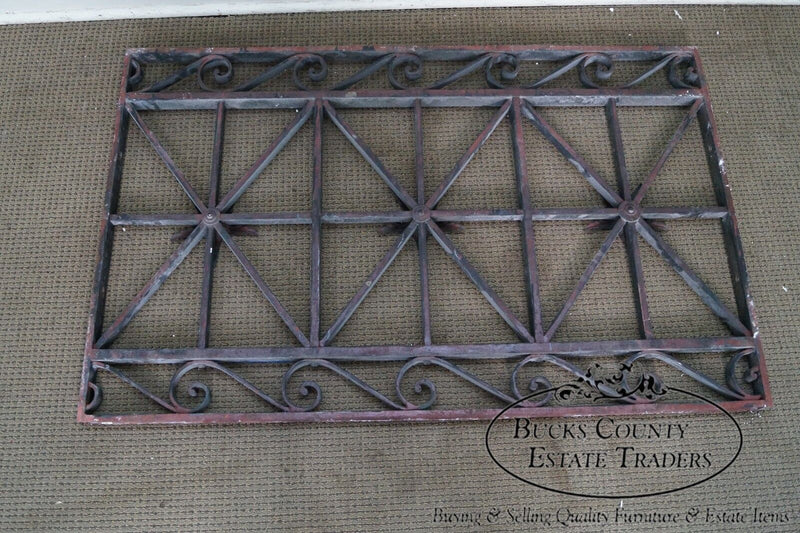 Antique Hand Wrought Iron Pair of Black Iron Regency Style Wall Grates
