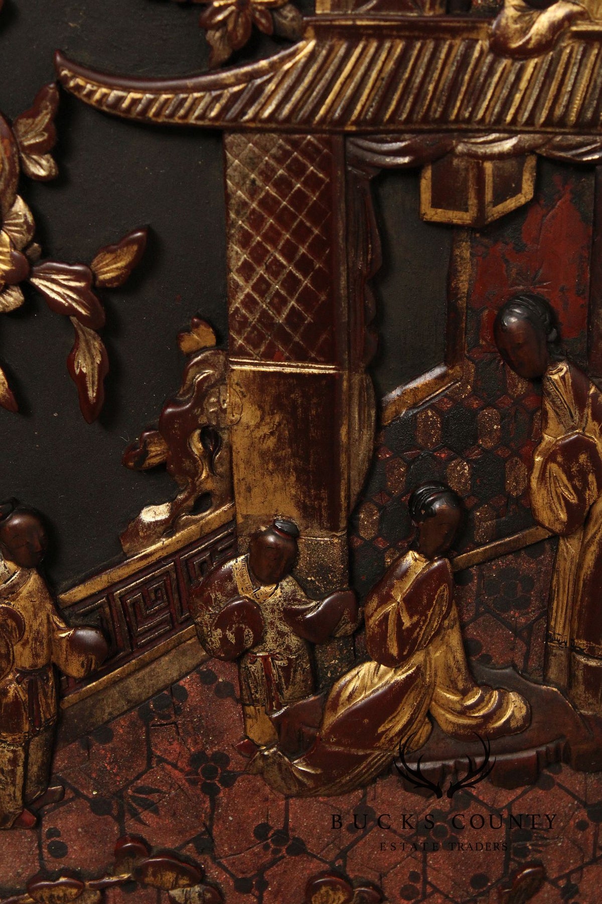 Chinese Export Style Carved Lacquer Cabinet
