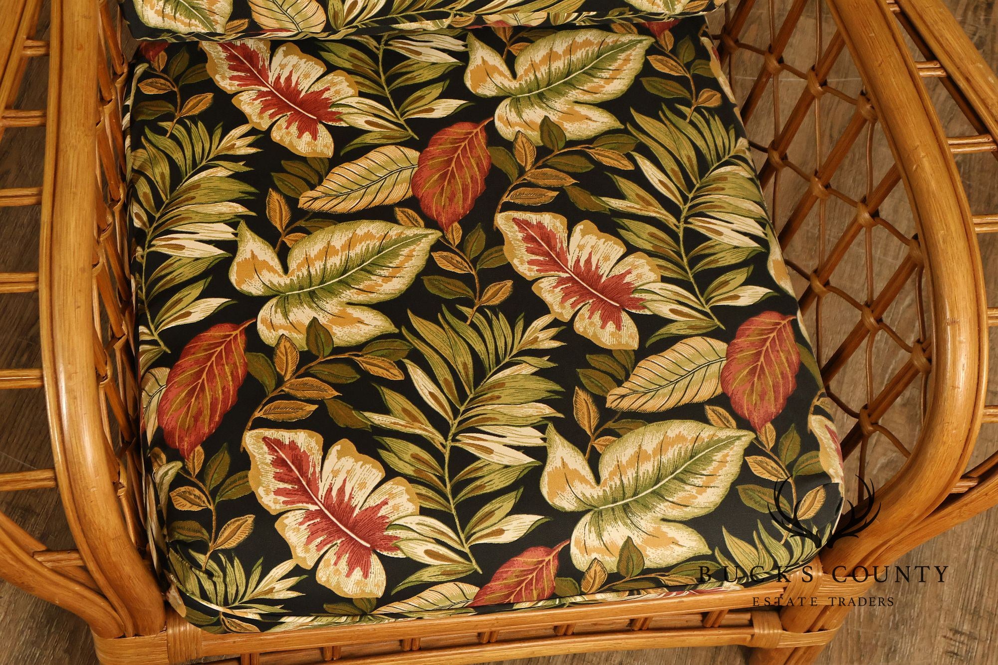 Lane Venture Wicker Lounge Chair With Tropical Upholstery