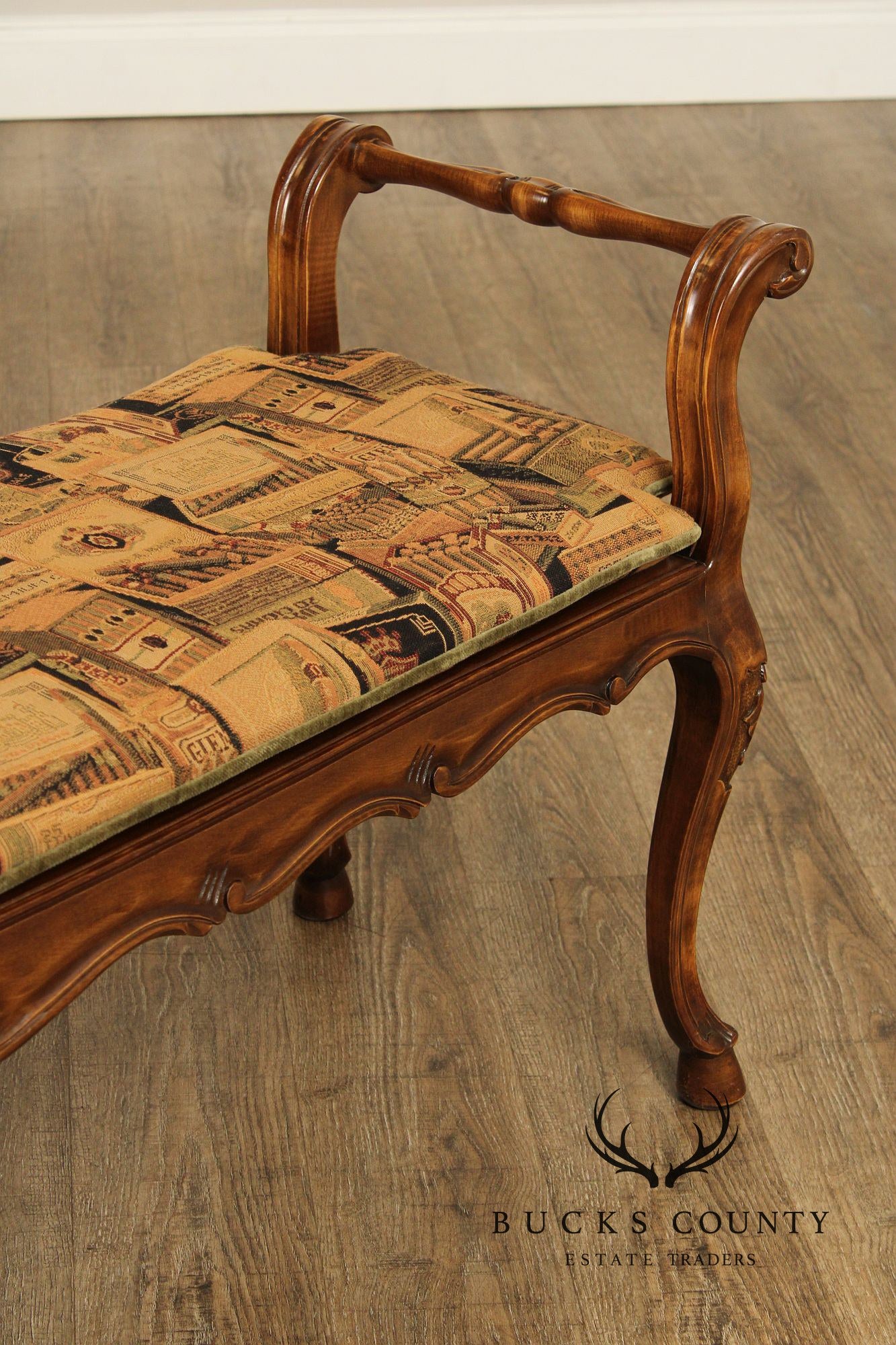 Italian Provincial Style Caned Seat Bench