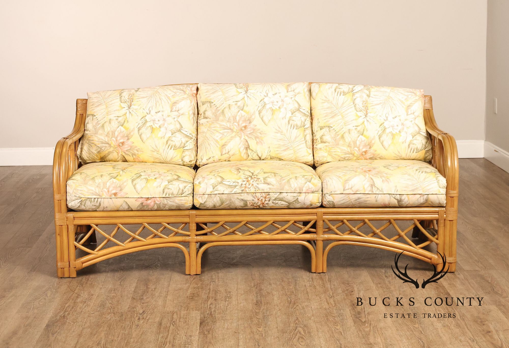 TradeWinds Rattan Sofa With Upholstered Cushions