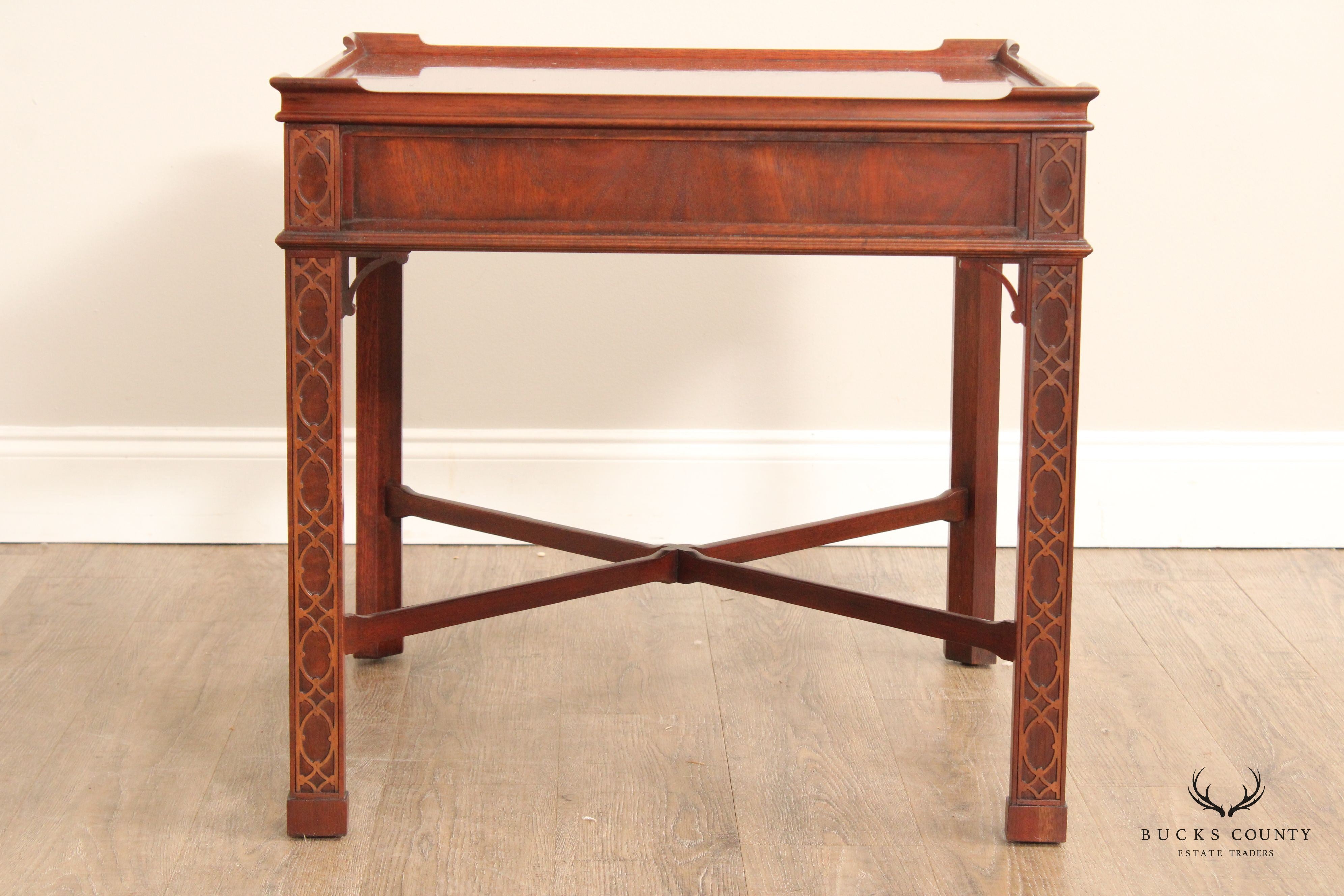 Baker Chinese Chippendale Style Mahogany Side Table