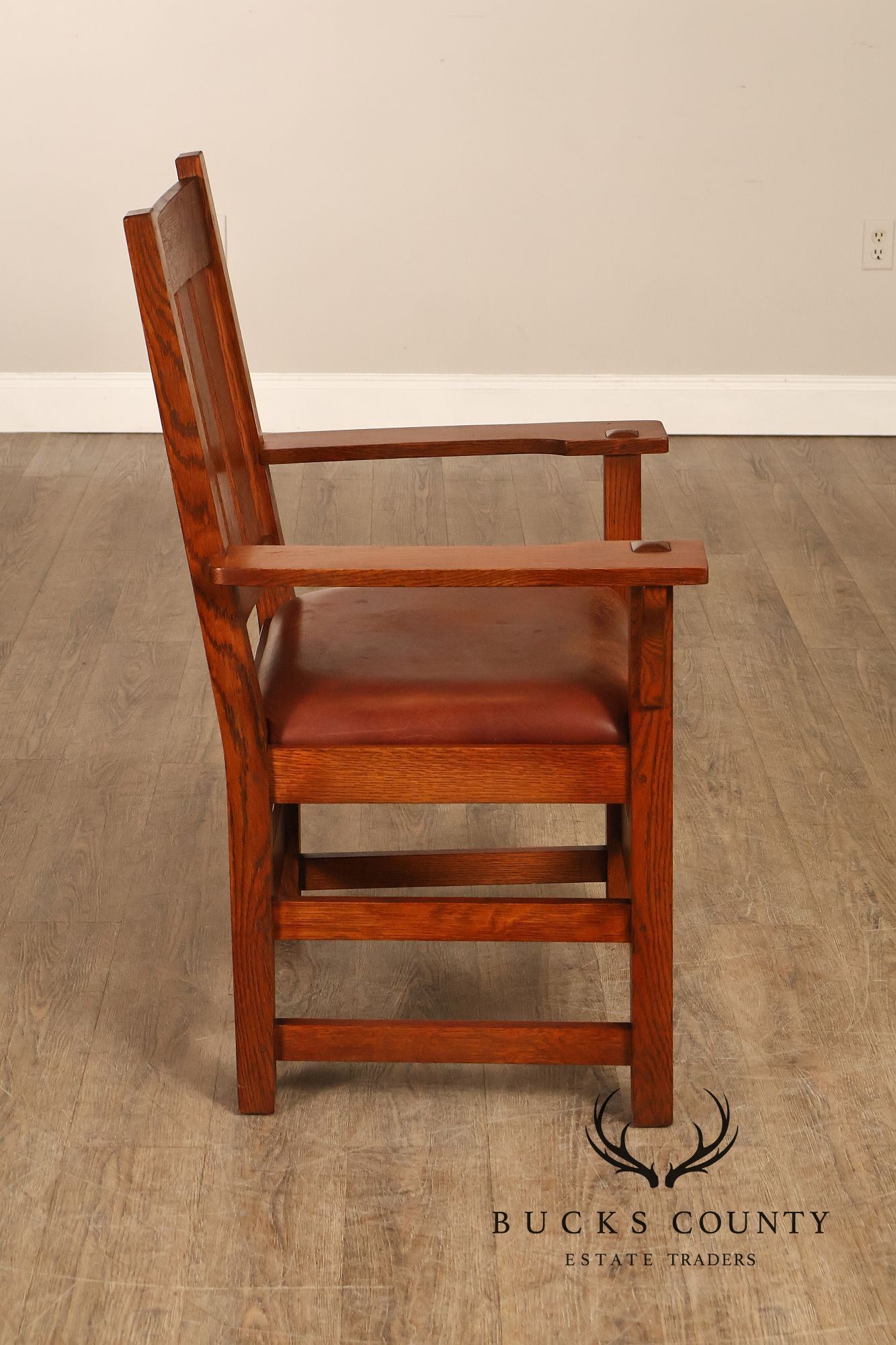 Stickley Mission Collection Set of Six Oak and Leather Dining Chairs