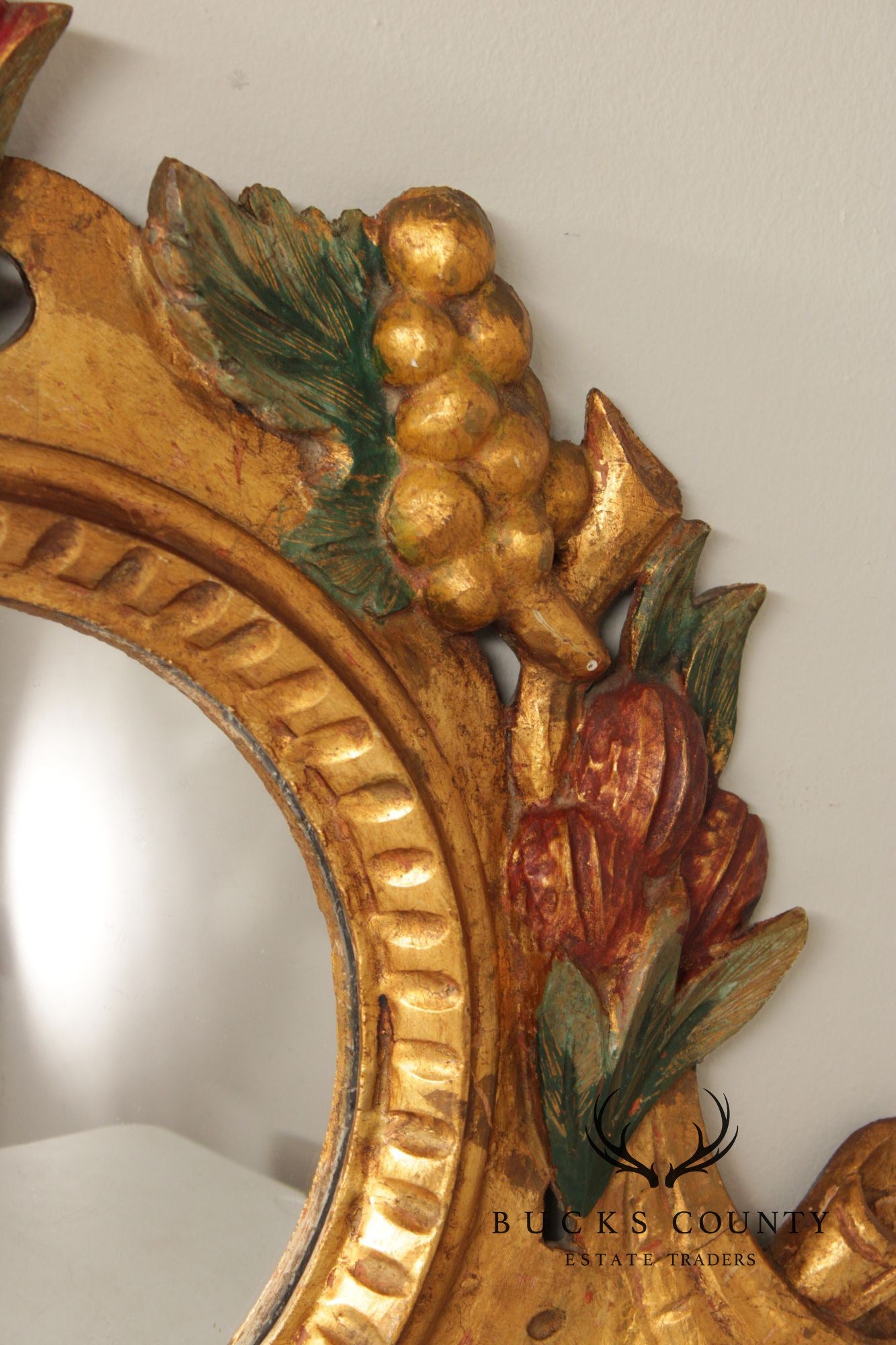 Italian Polychrome Painted Convex Mirror