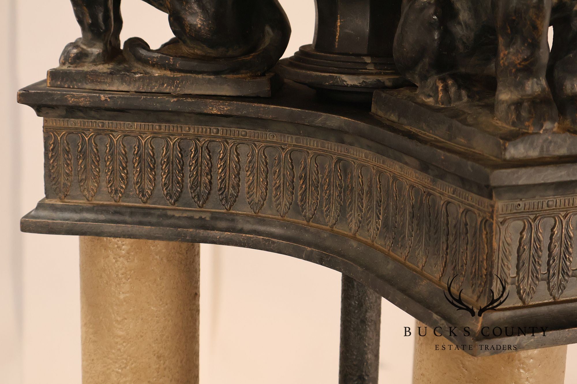 Neoclassical Style Pair Of Floor Lamps With Lion Figures