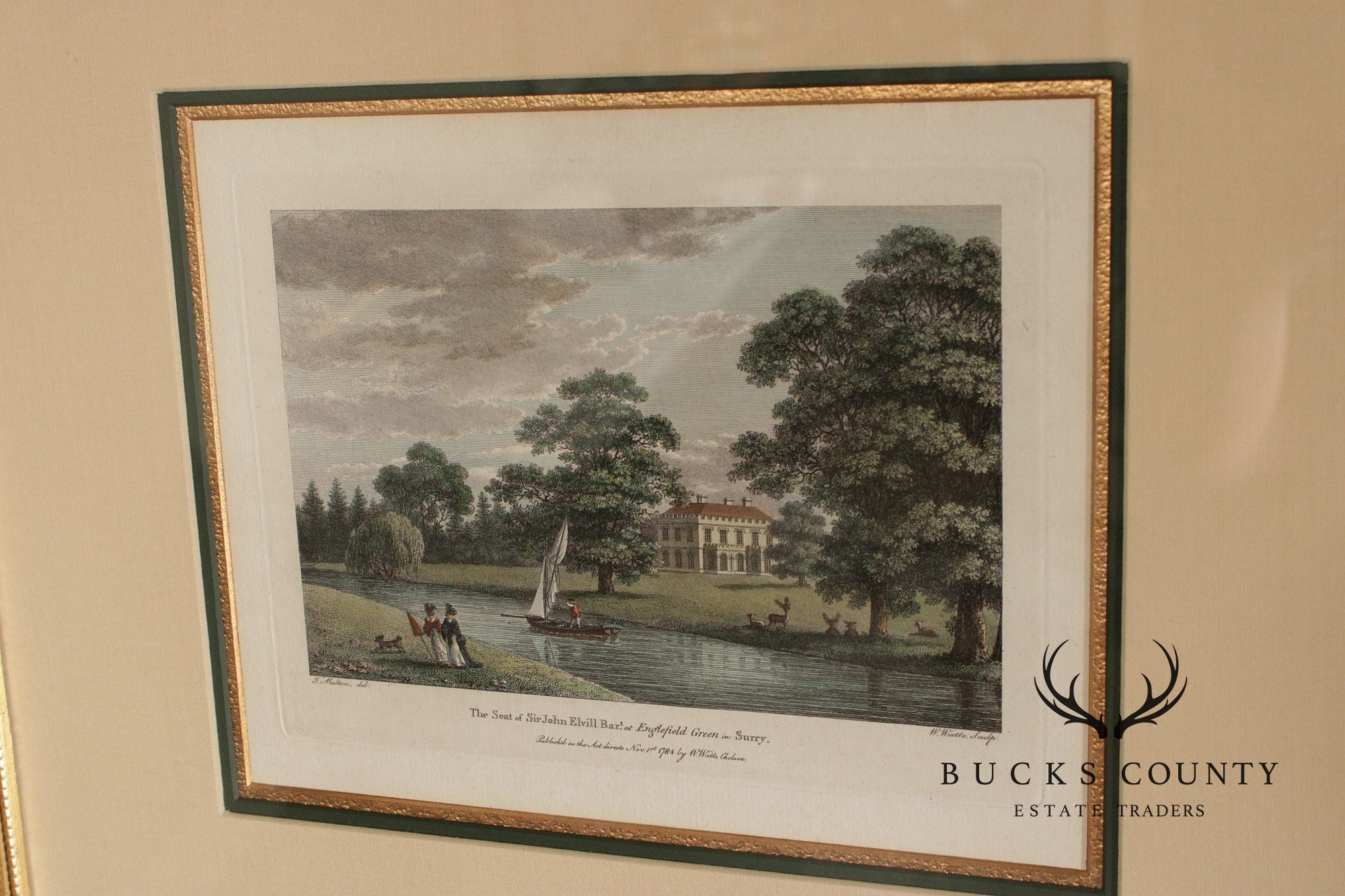 W. Angus Framed Colored Print of English Estate