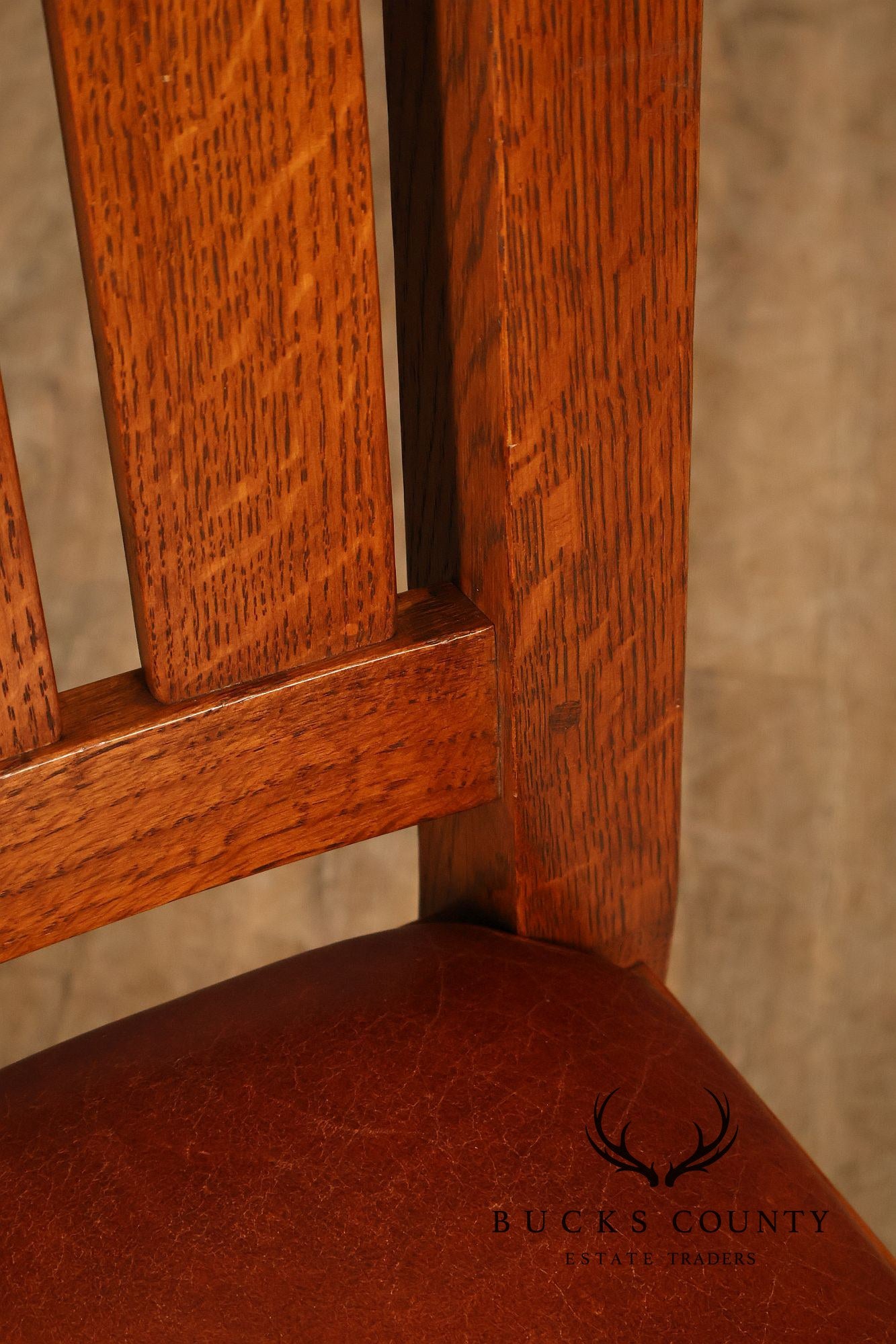 Stickley Mission Collection Set of Six Oak and Leather Dining Chairs