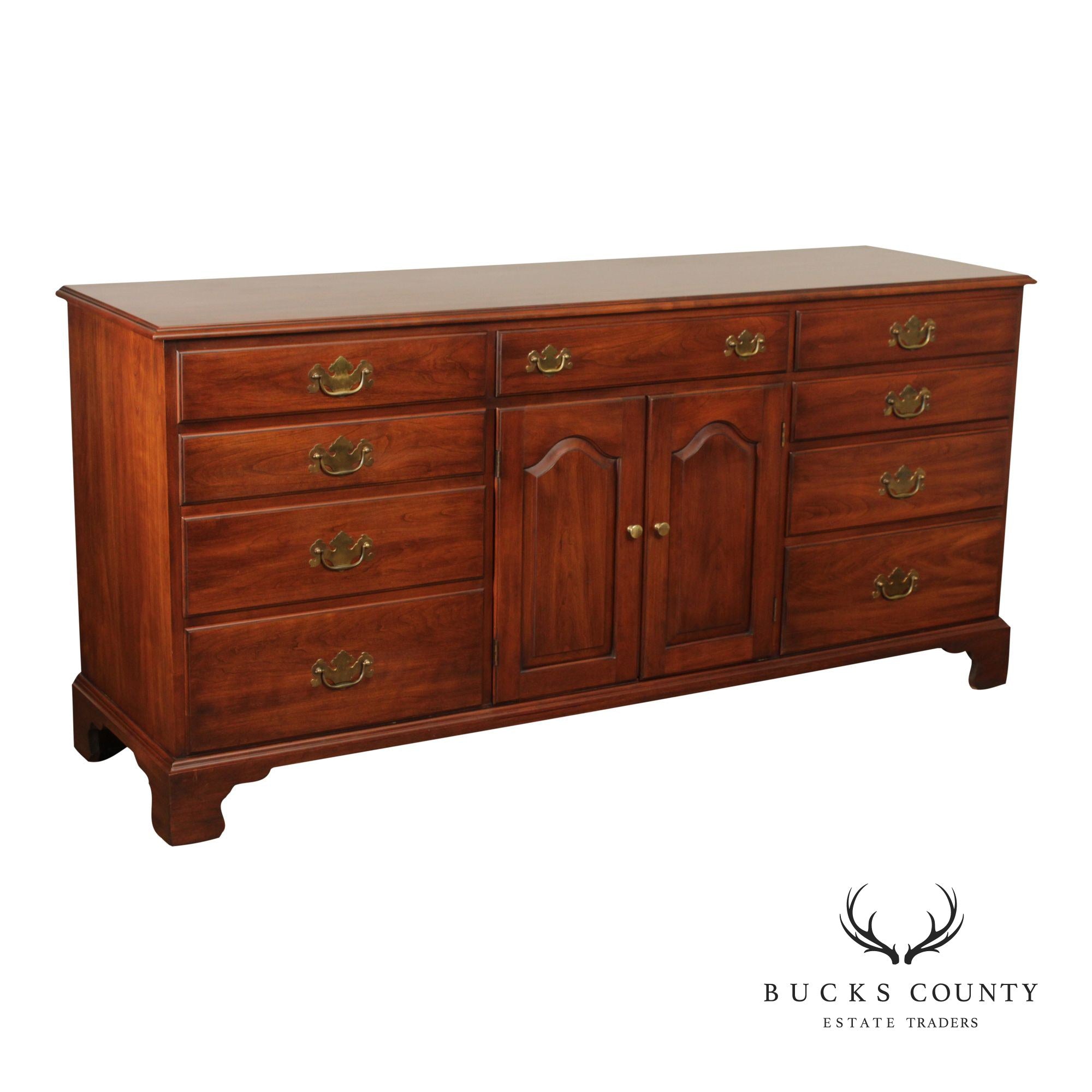 Henkel Harris Chippendale Style Black Cherry Door Dresser