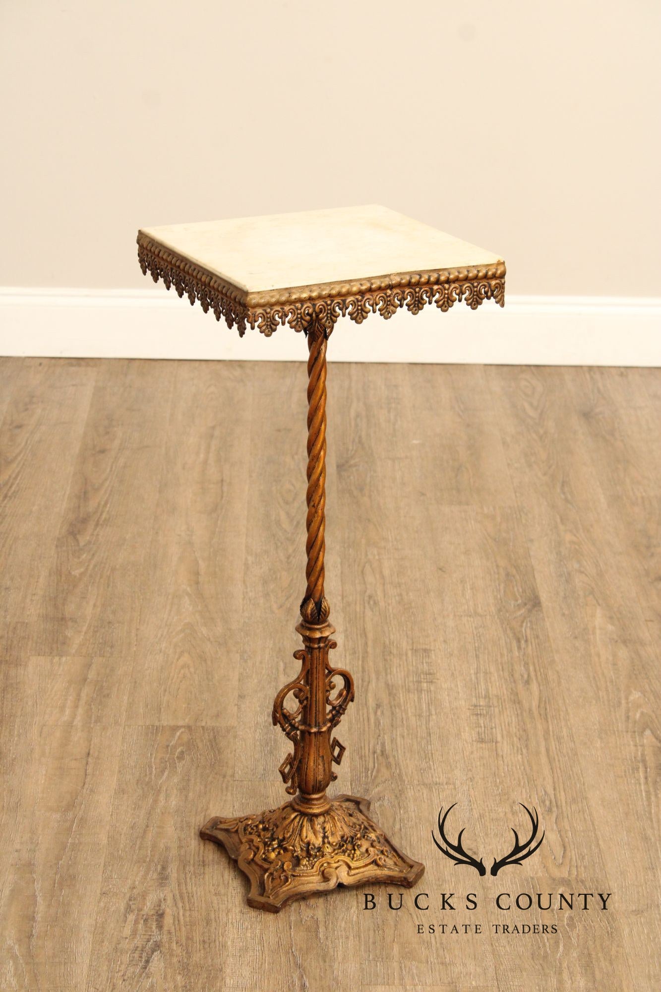 Victorian Marble Top Cast Iron Base Plant Stand