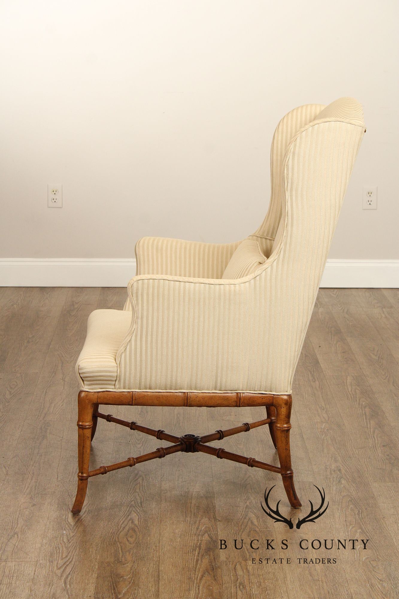 Quality Faux Bamboo Frame Vintage Wing Chair