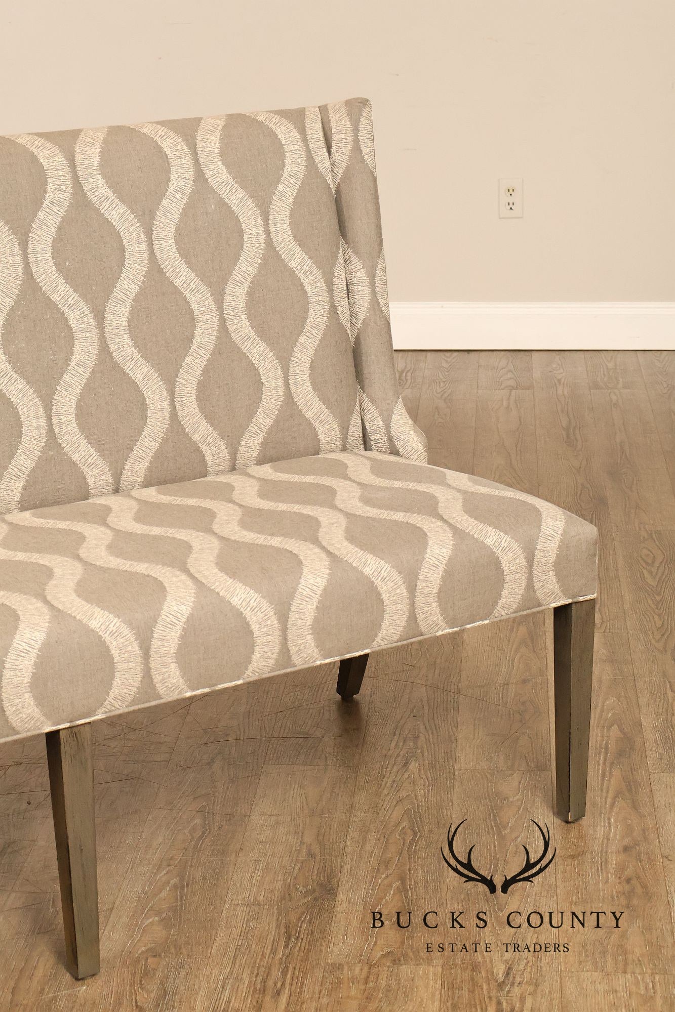 Bassett Brooke Collection Wing Back Banquette Geometric Upholstered Bench