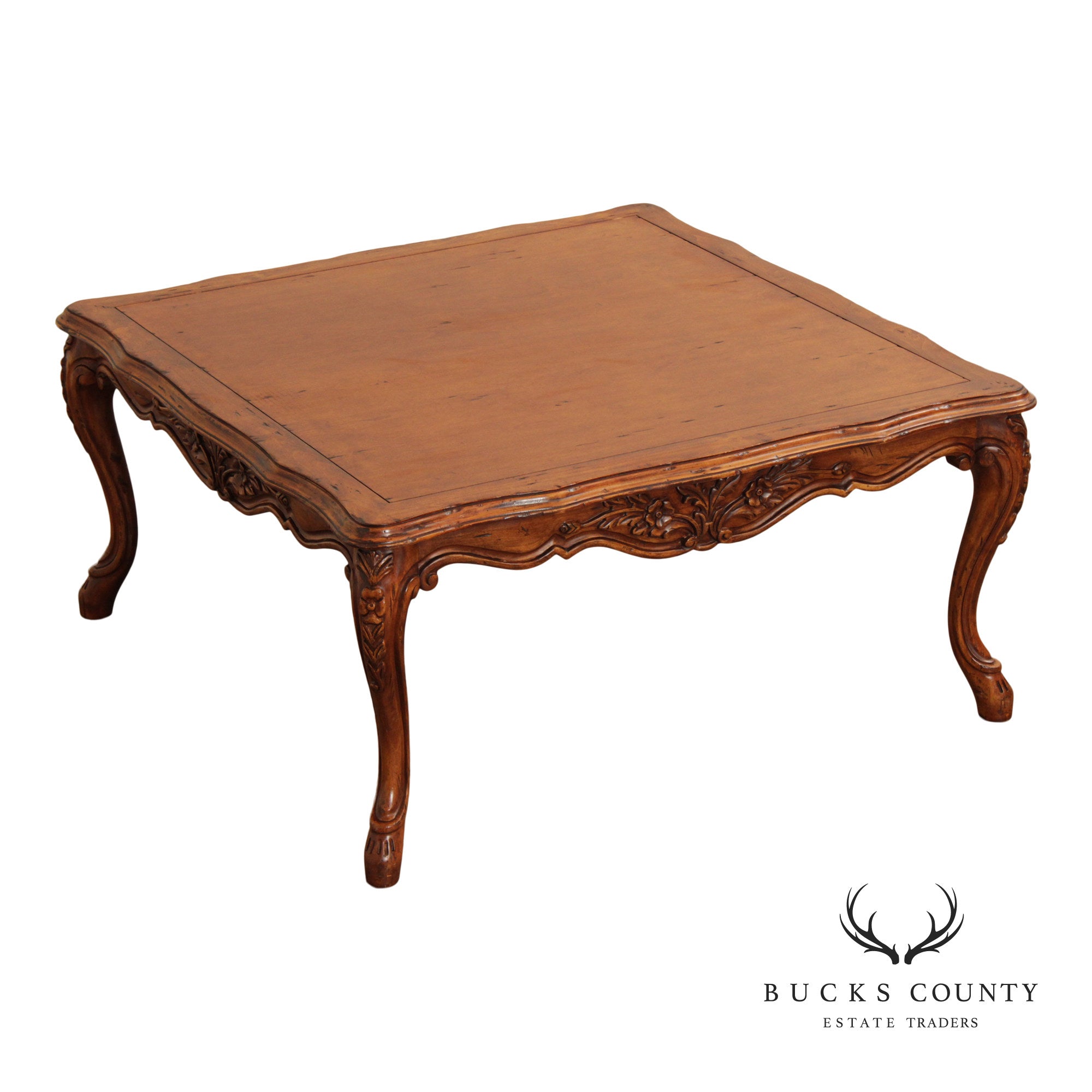 French Country Style  Square Carved Coffee Table