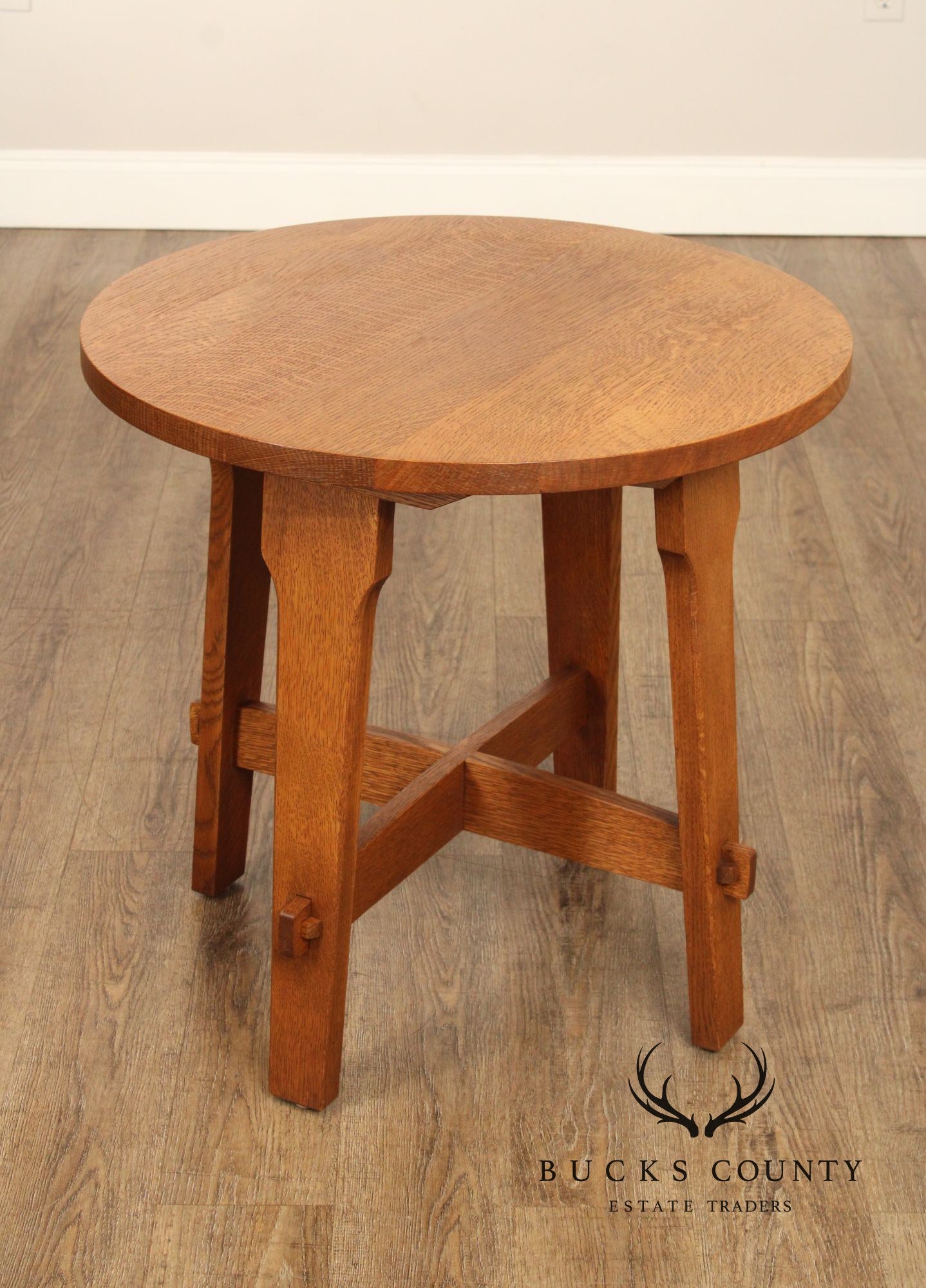 Stickley Mission Collection Oak Gus Round Lamp Table