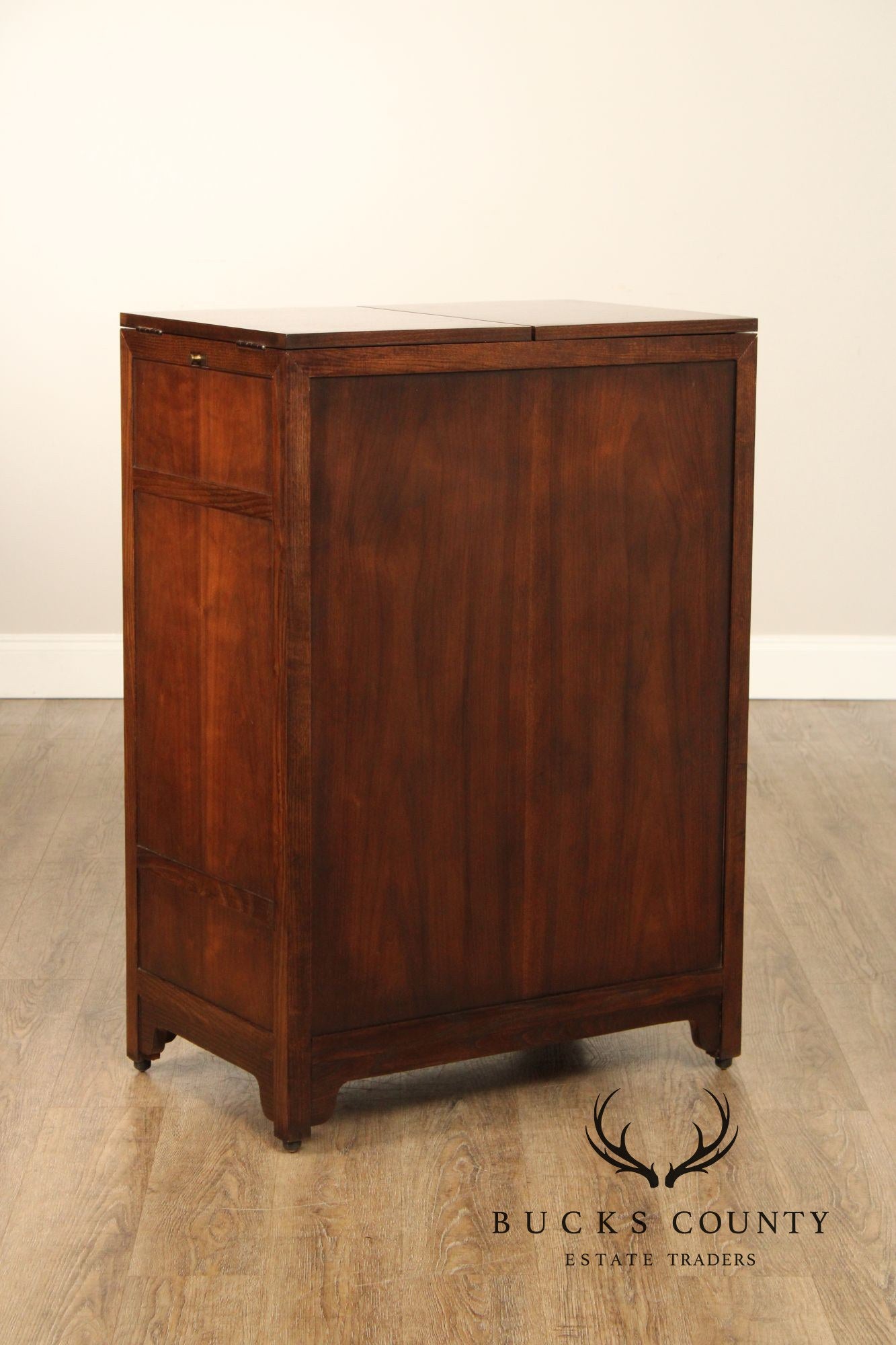 Baker, Michael Taylor Asian Inspired Walnut Flip Top Bar Cabinet