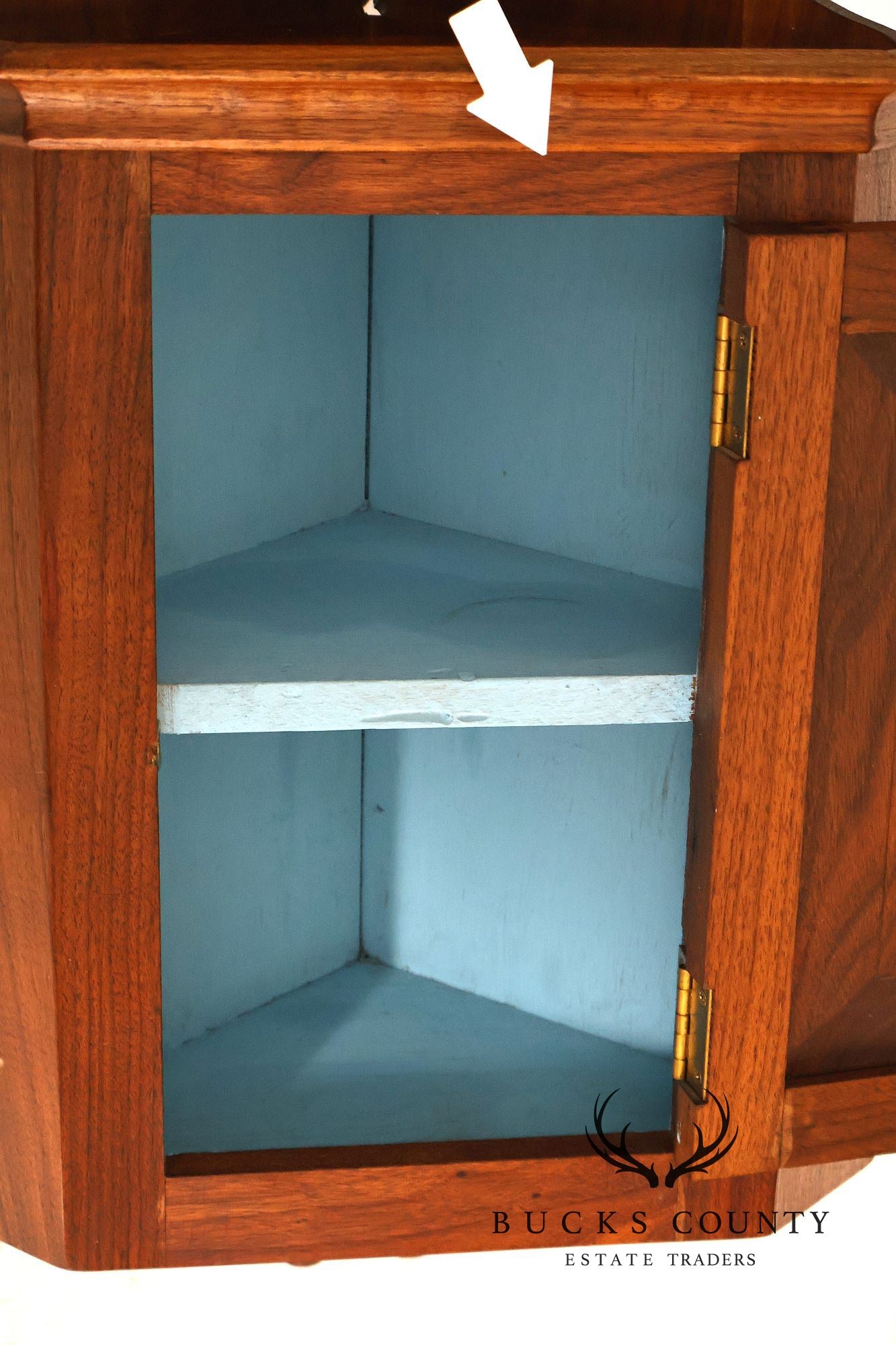 Pennsylvania Dutch Style Walnut Wall Hanging Corner Cupboard