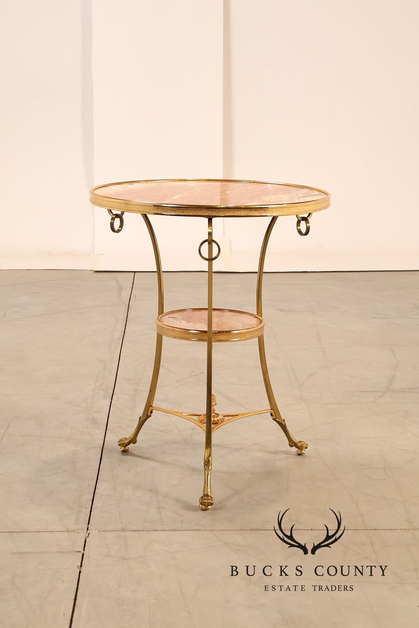 Neoclassical Style Pair of Marble Top Gueridon Side Tables