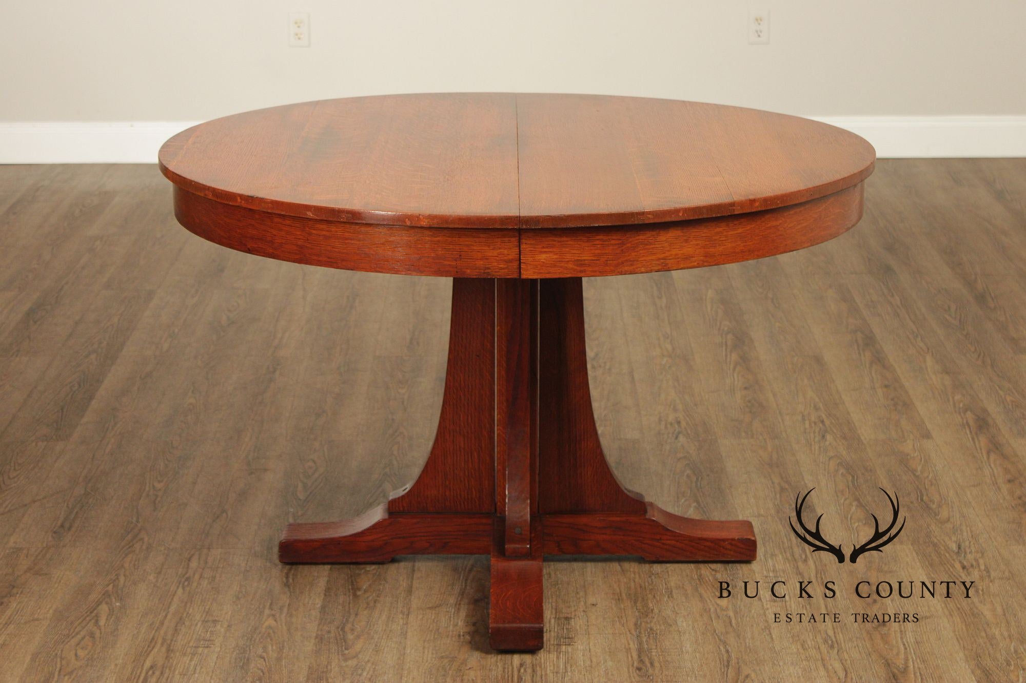 Antique L. & J.G. Stickley Mission Oak Round Dining Table