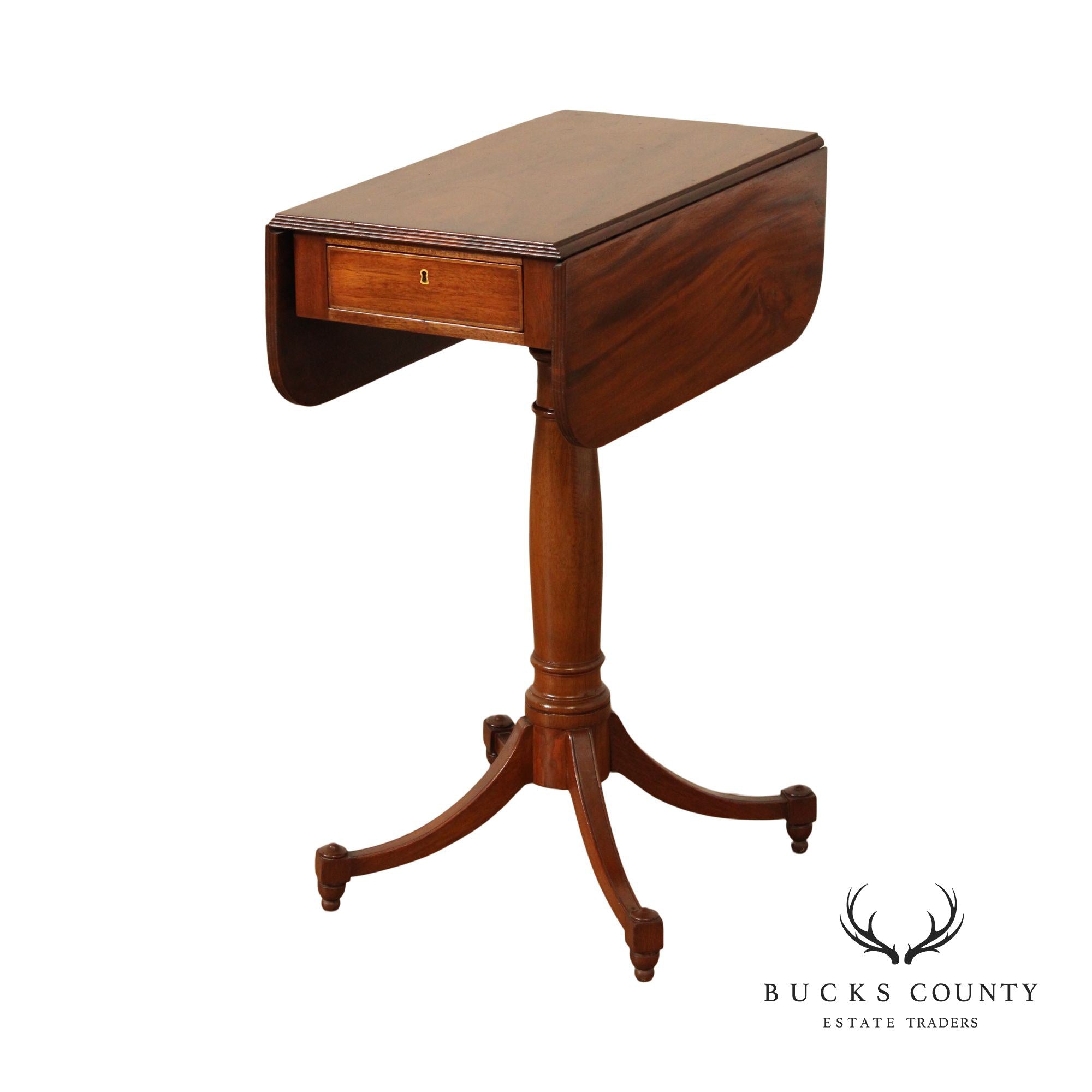 Regency Style Antique Mahogany Narrow Pembroke Side Table