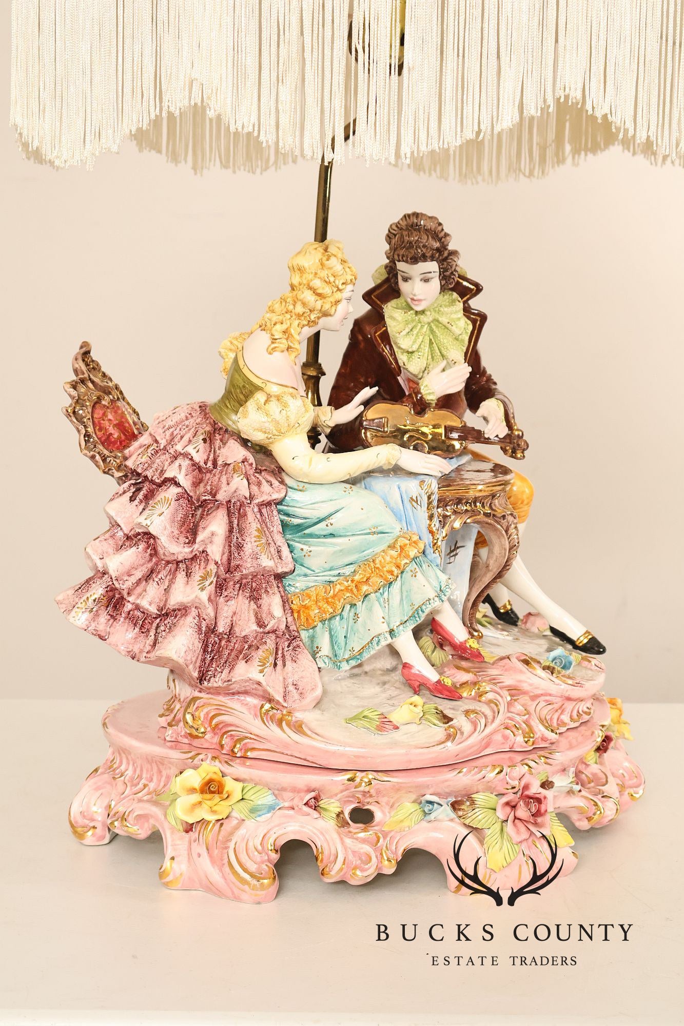 Italian Hand Painted Capodimonte Porcelain Table Lamp