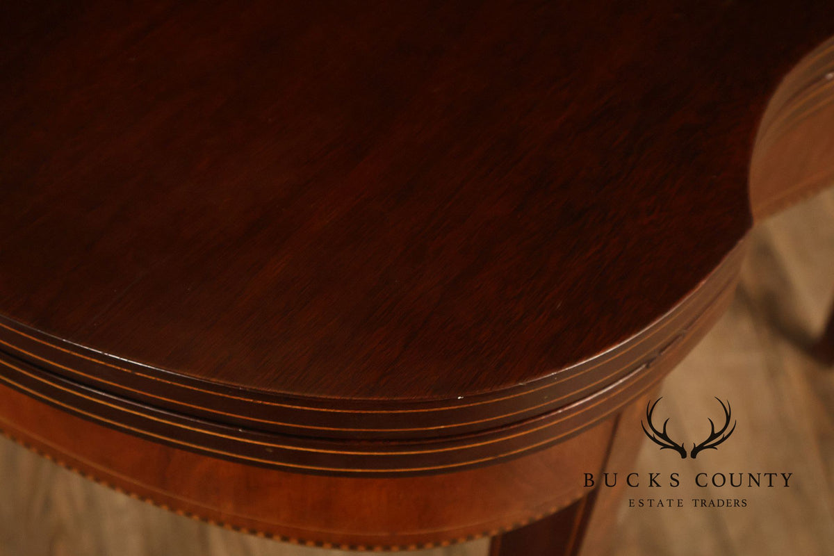 Hepplewhite Style Mahogany Serpentine Fold-Top Card Table With Satinwood Inlay