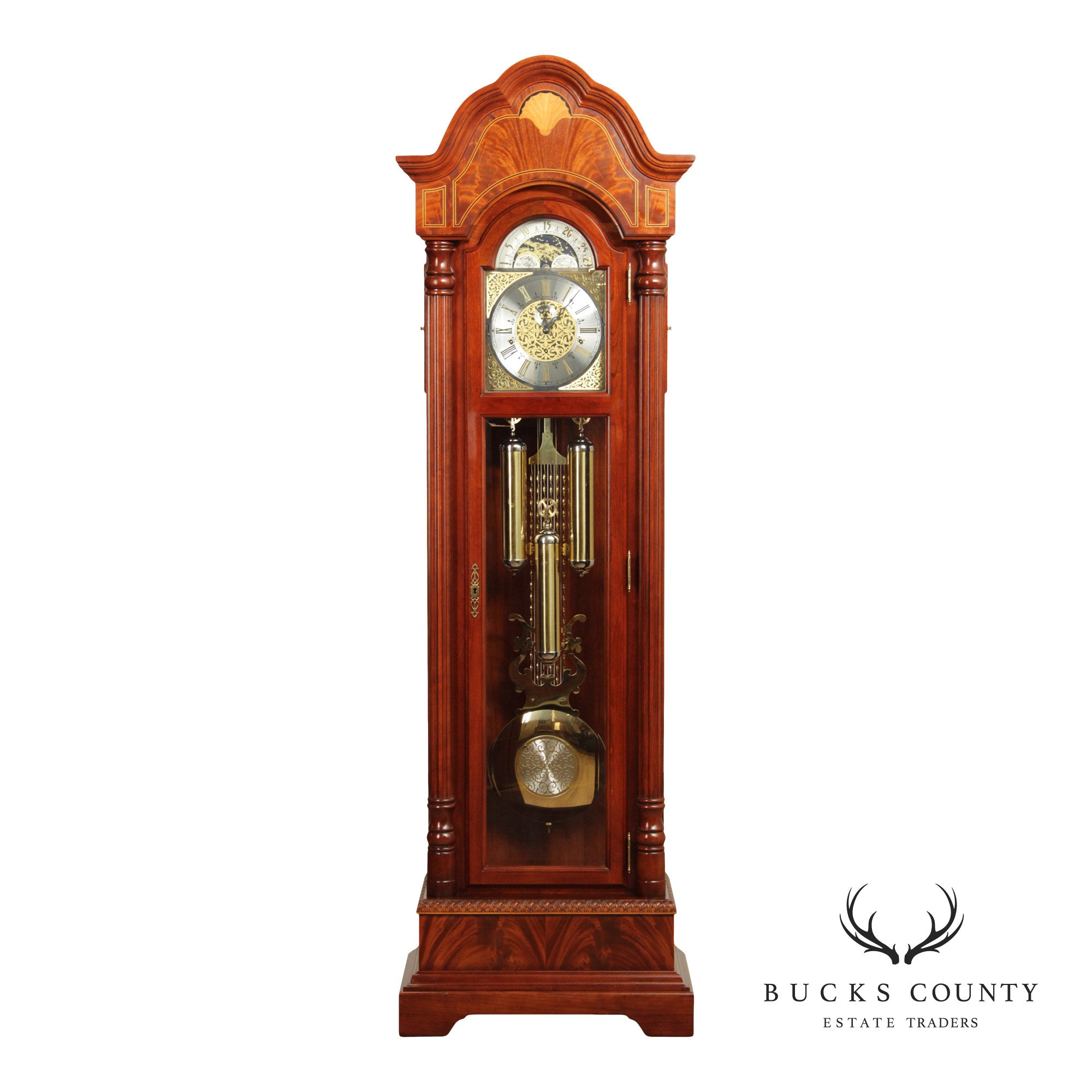 Sligh Federal Style Inlaid Mahogany Grandfather Clock