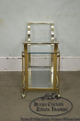 Mid Century Modern Brass & Glass Contemporary Serving Cart