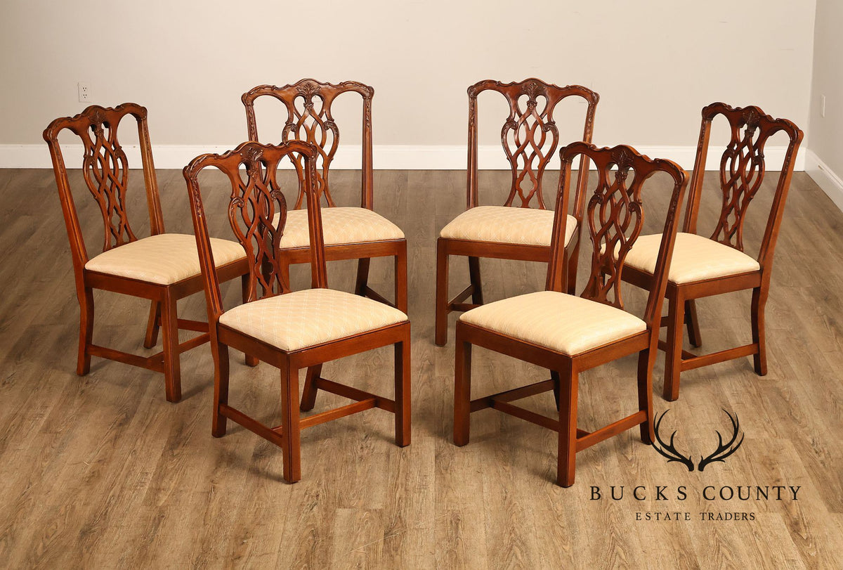 EJ Victor Set Of Six Chippendale Style Mahogany Dining Chairs